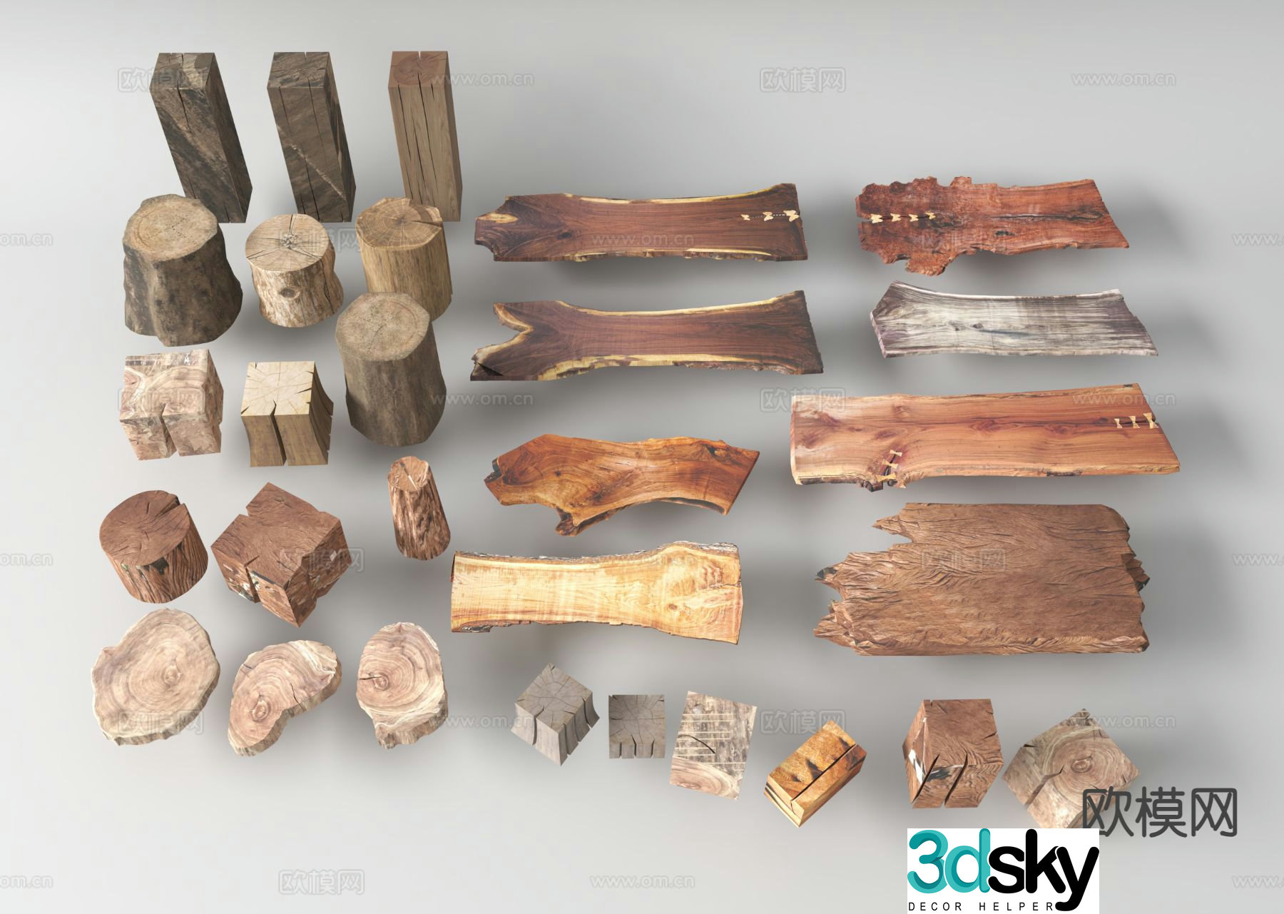modern wood old planks wooden blocks wooden strips 3d model
