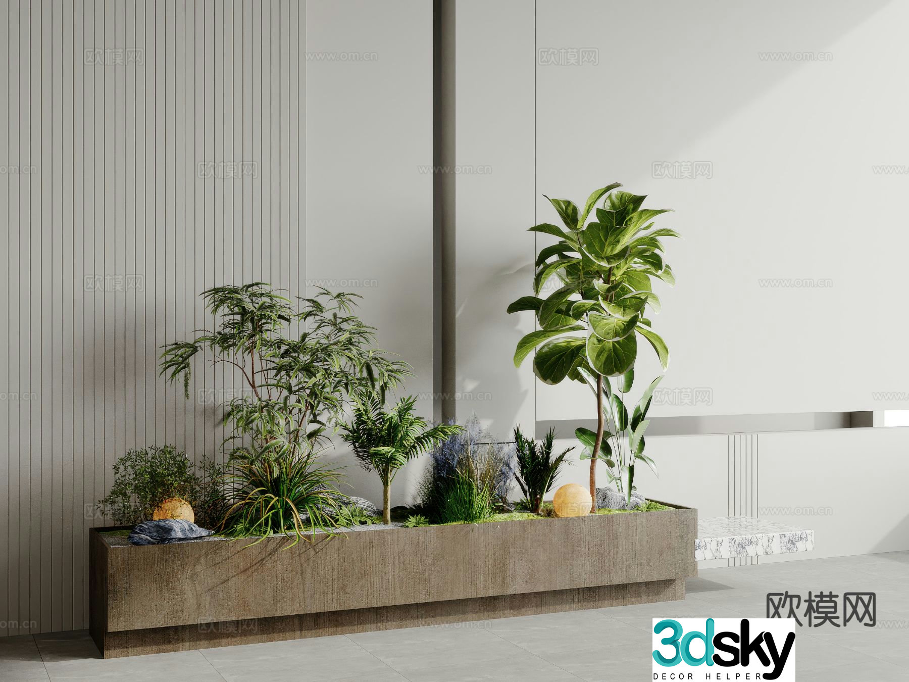Plant pile landscape plant plant combination tree pool 3D model