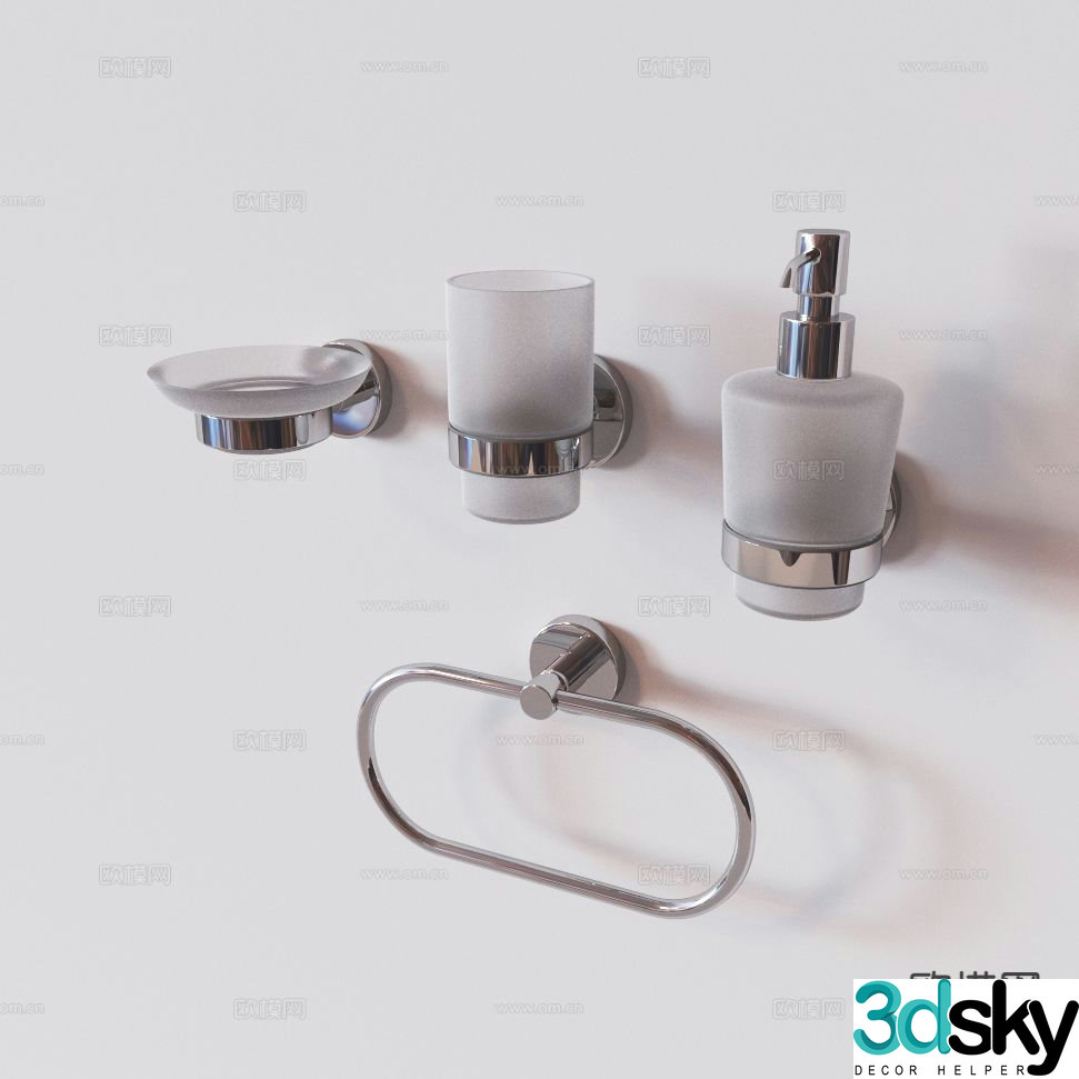 Modern wall hooks shelf bathroom hook 3d model