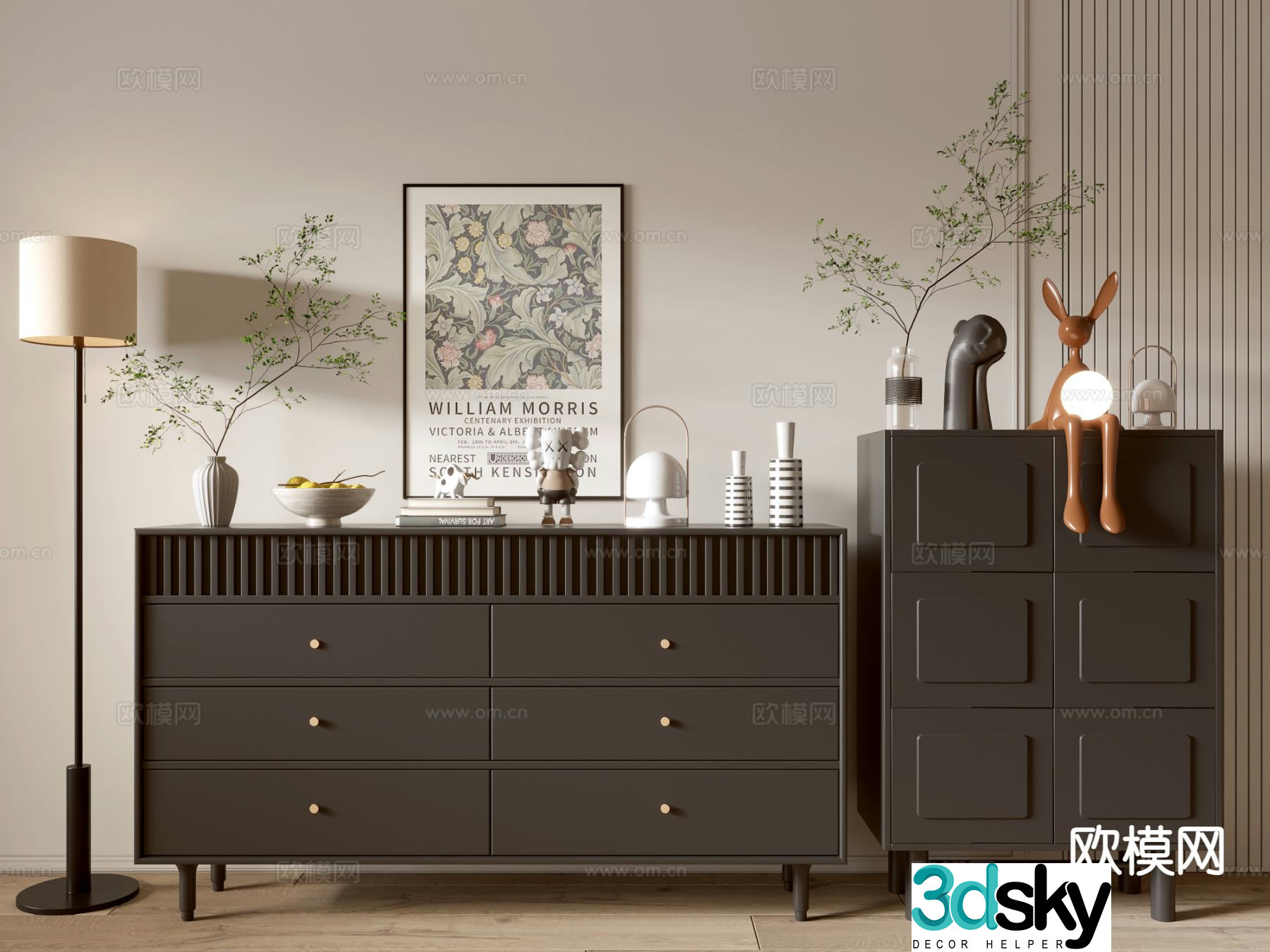 Modern side cabinet entrance cabinet 3d model