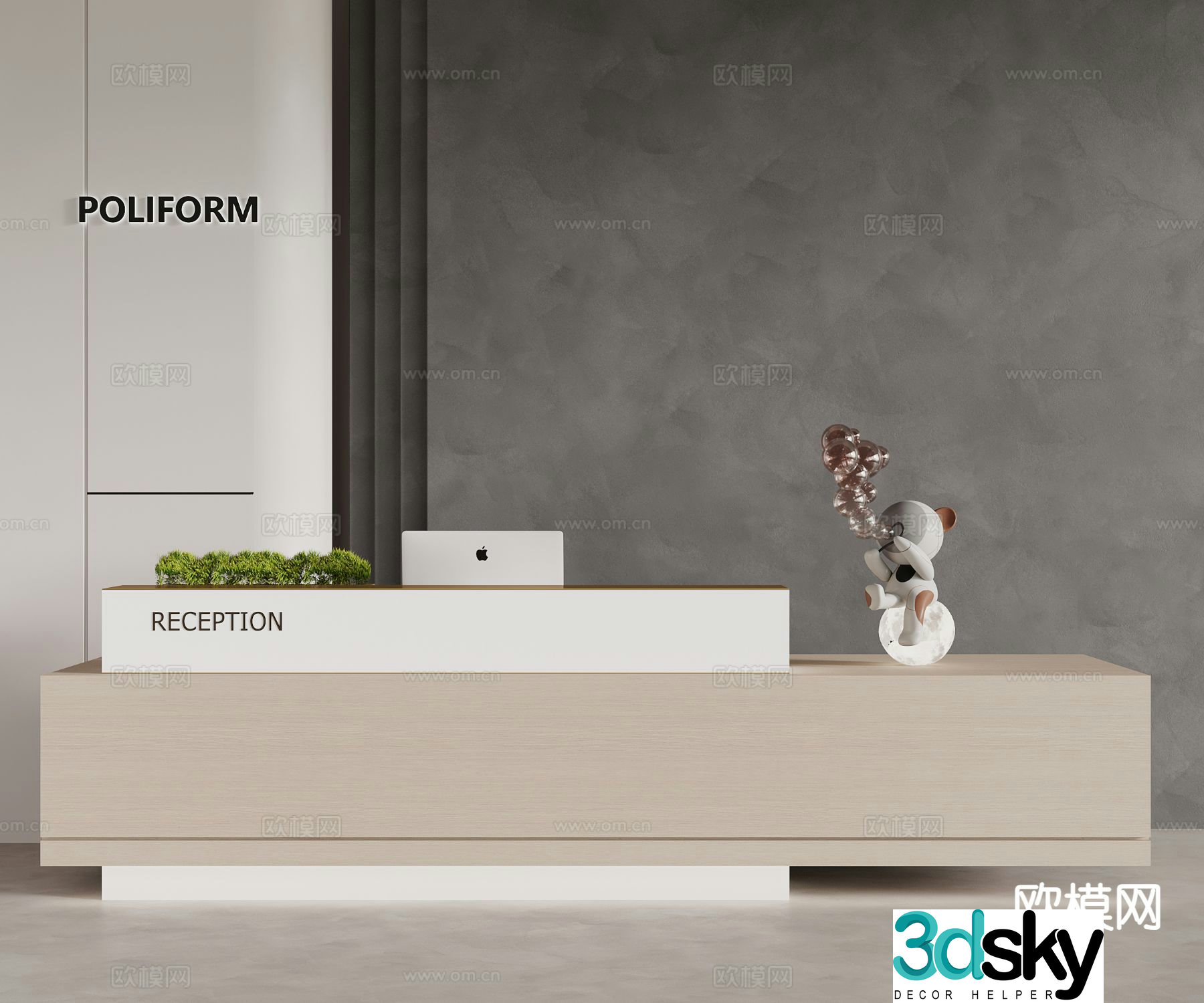 Modern special-shaped reception desk service desk bar 3D model