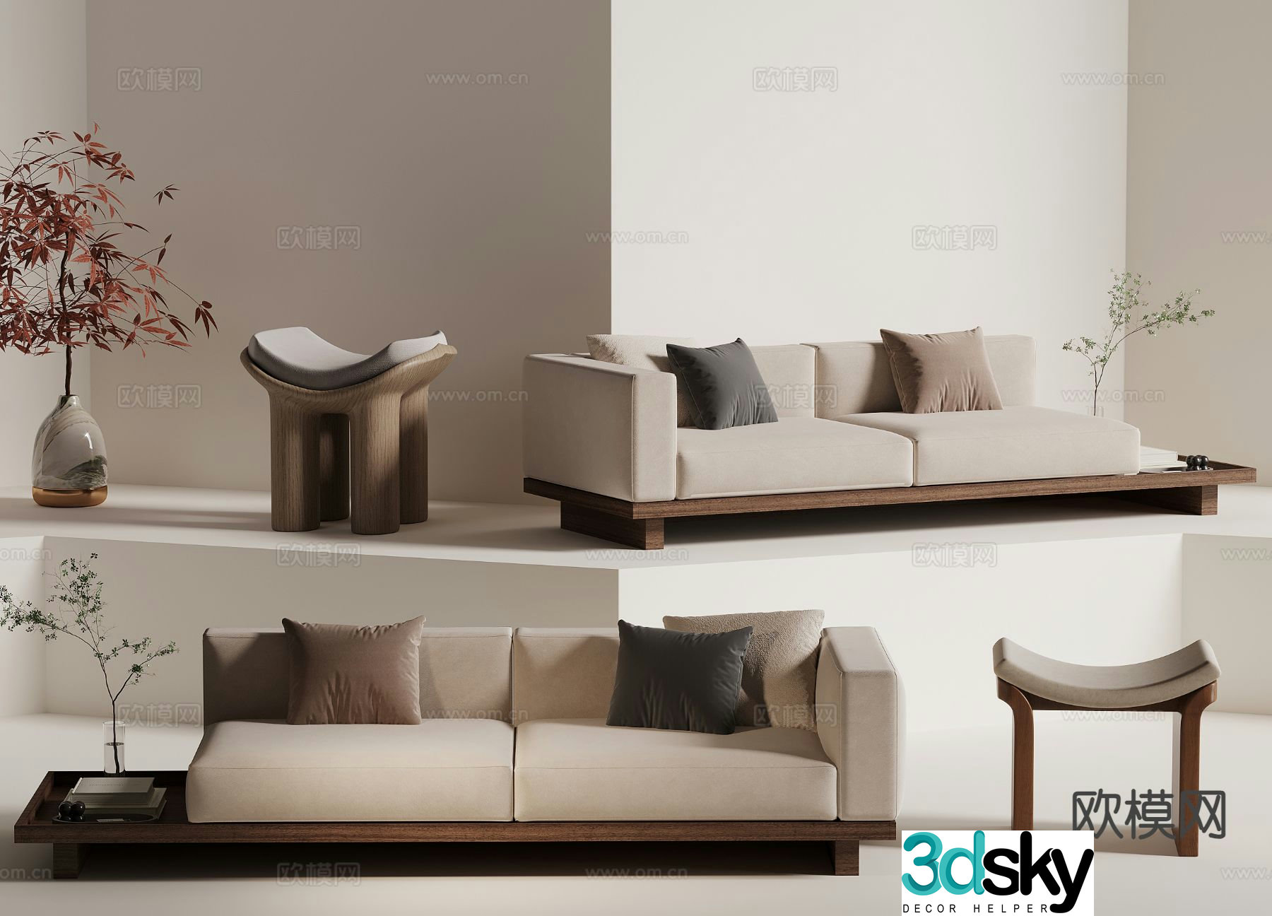 Wabi-sabi loveseat 3d model