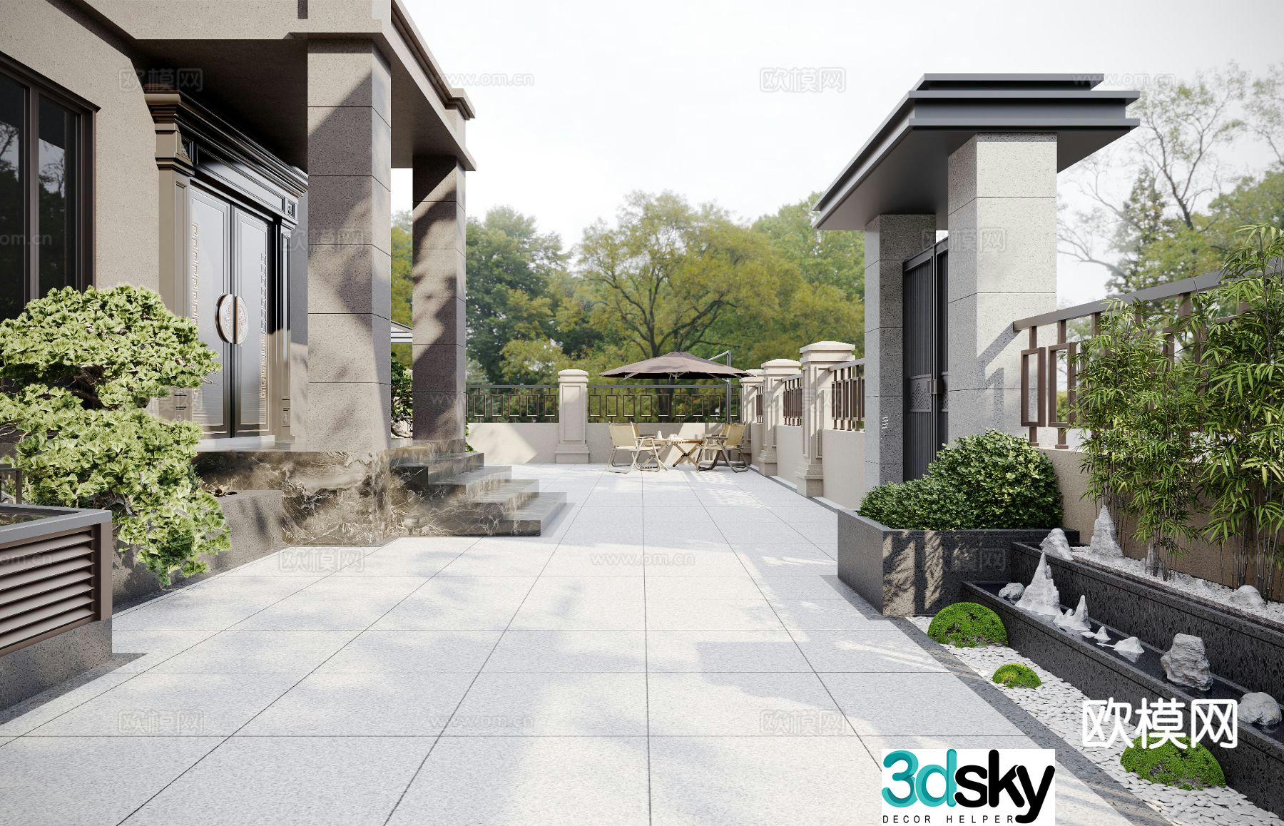 New Chinese style courtyard landscape courtyard garden 3d model