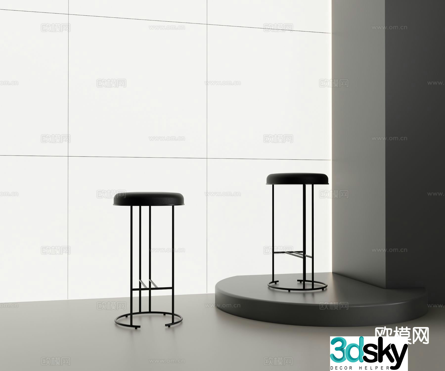 modern bar stool bar stool round stool 3d model