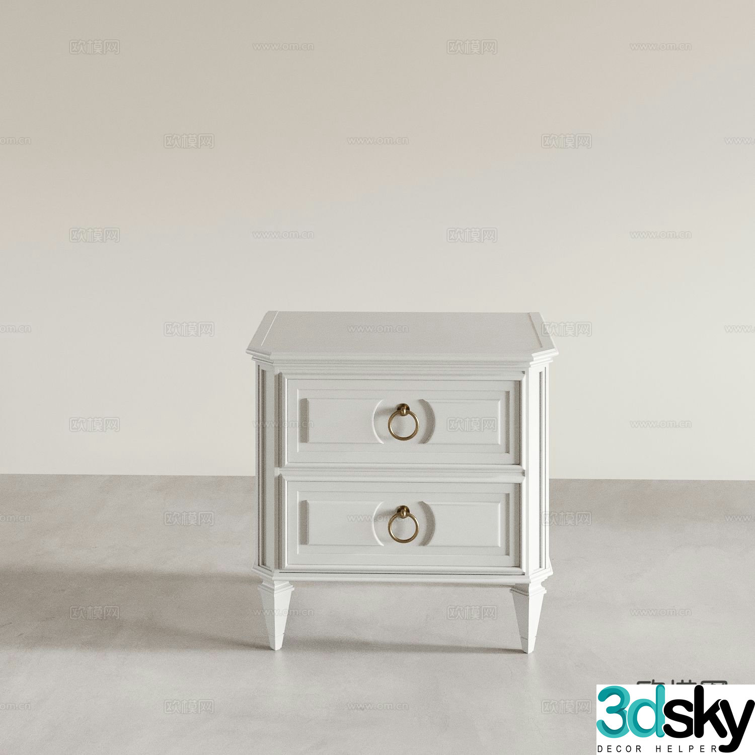 Simple European bedside table 3d model