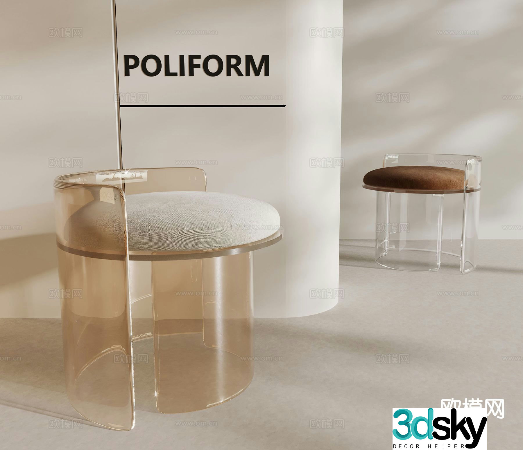 Modern stool low stool round stool 3d model
