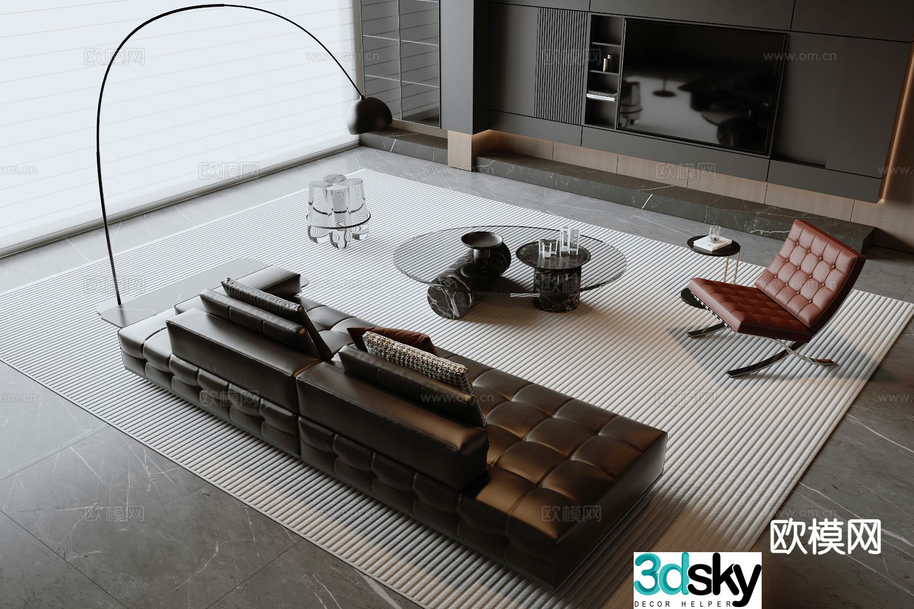 Italian sofa modular sofa 3d model