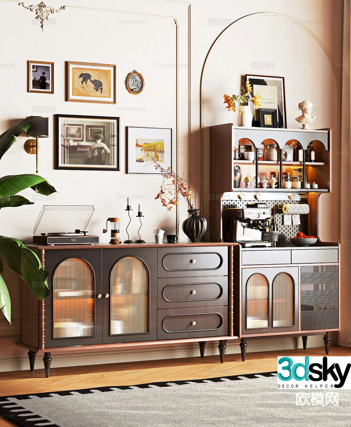 Medieval style sideboard 3d model