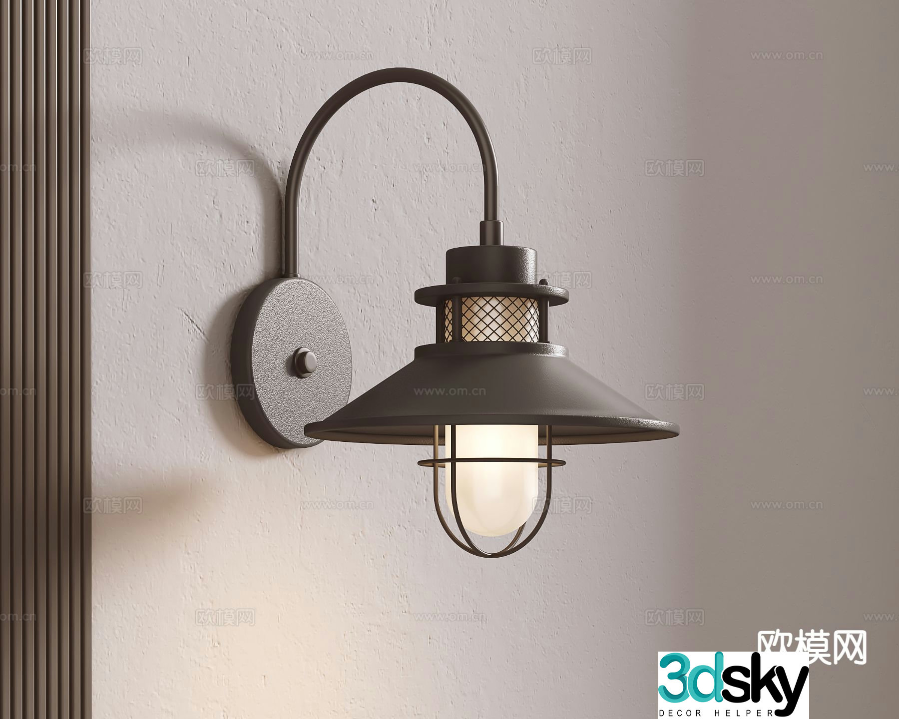 American retro wall light outdoor wall light 3d model