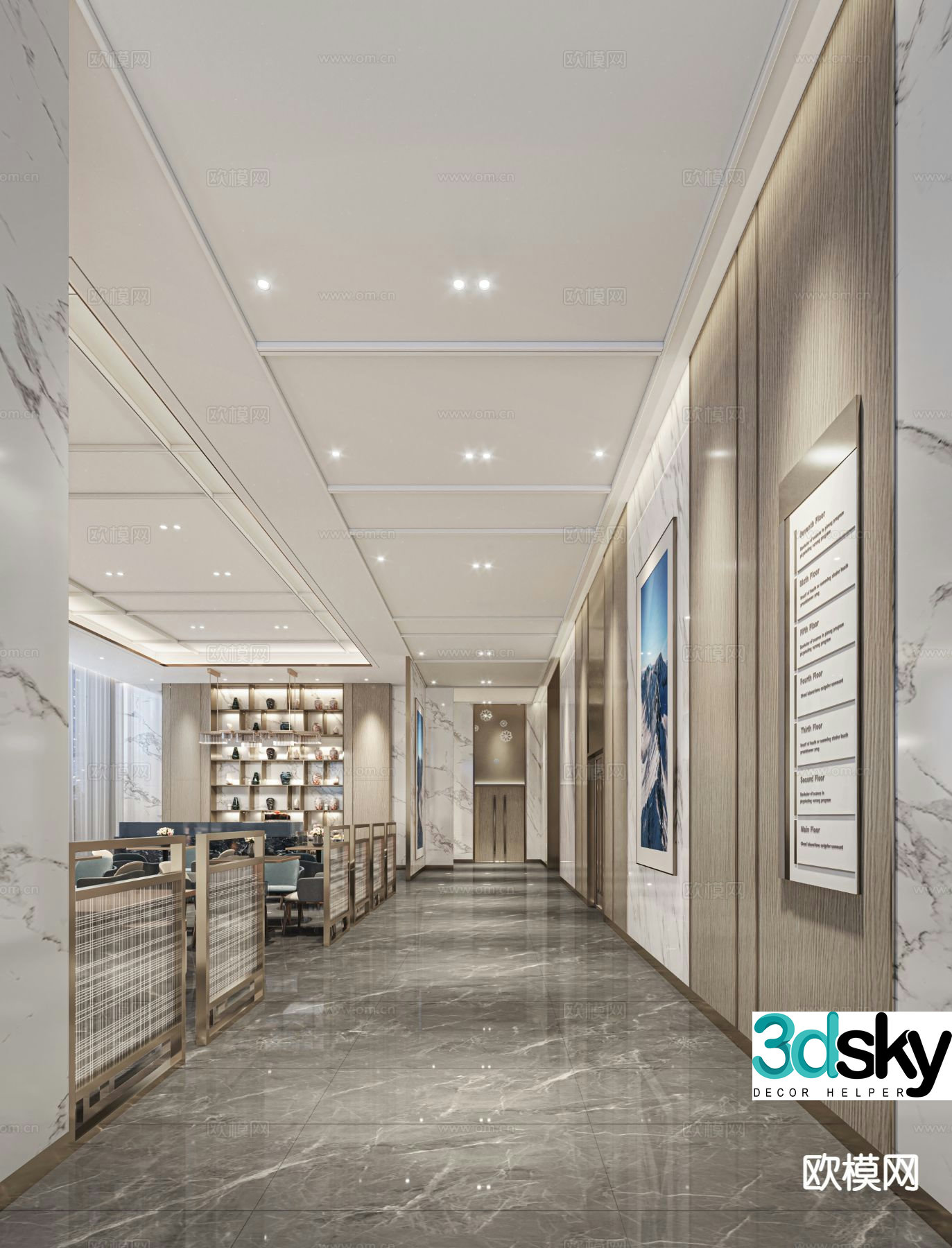 Modern sales office corridor passage 3d model