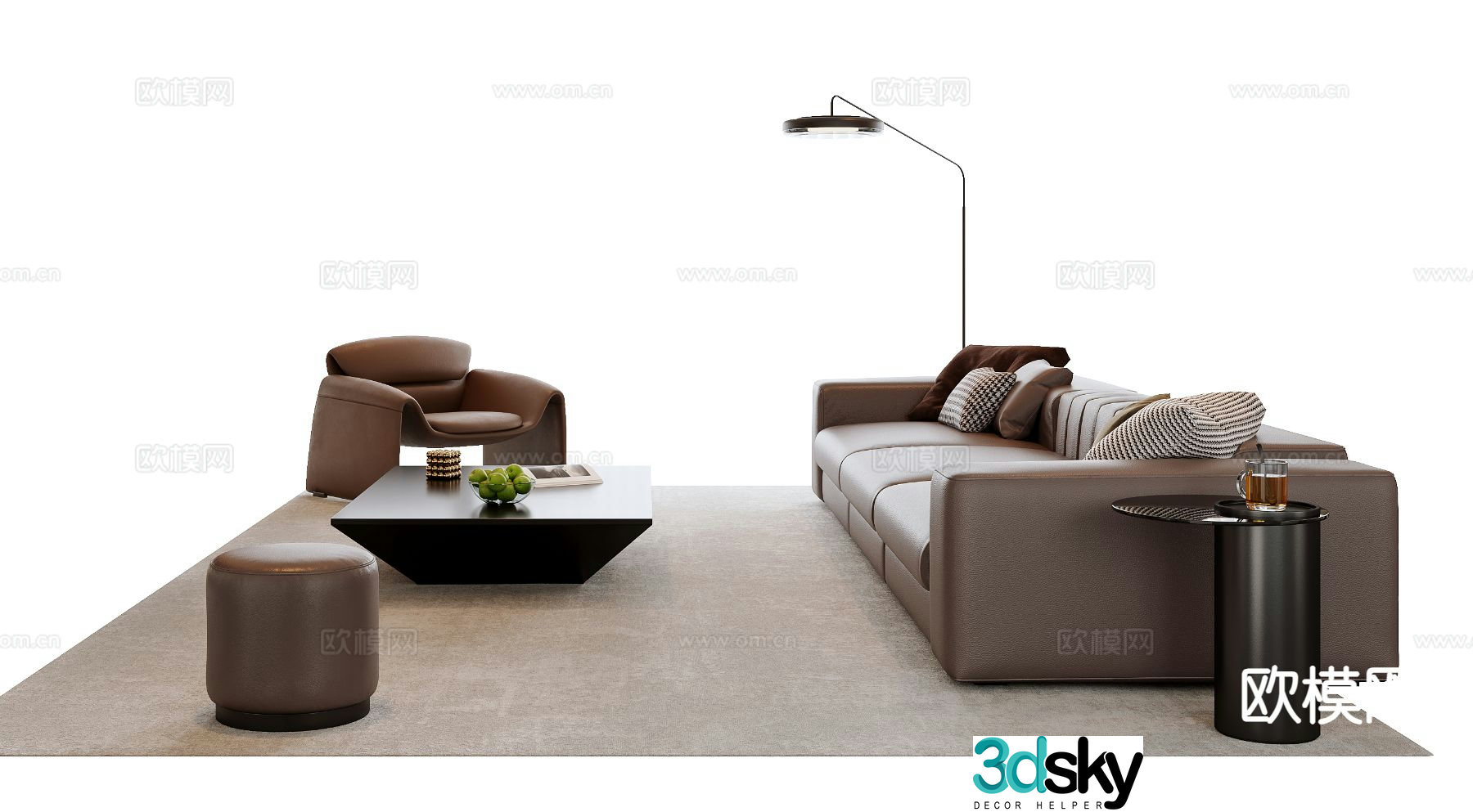 Italian sofa modular sofa 3d model