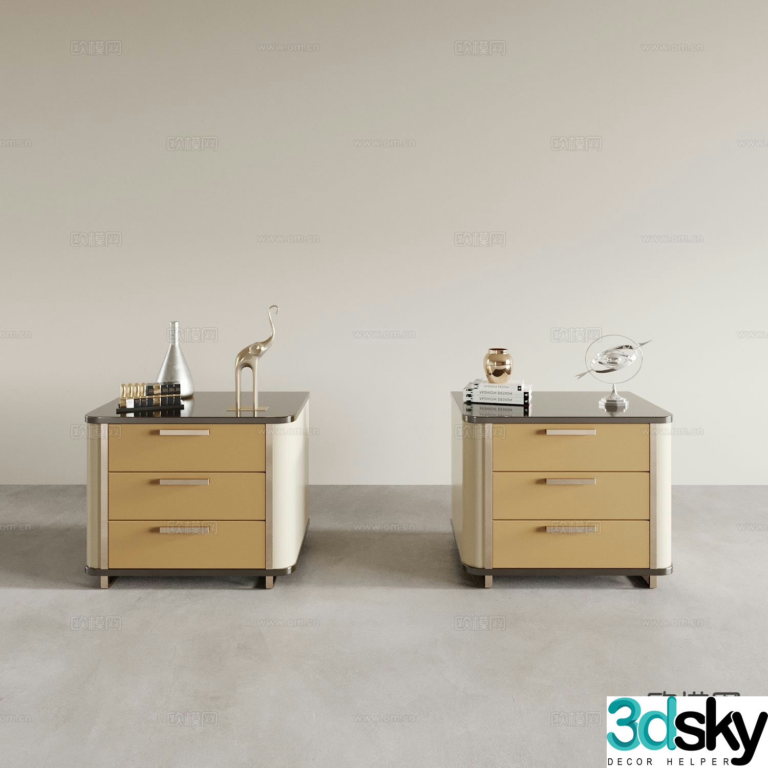 Light luxury bedside table 3D model