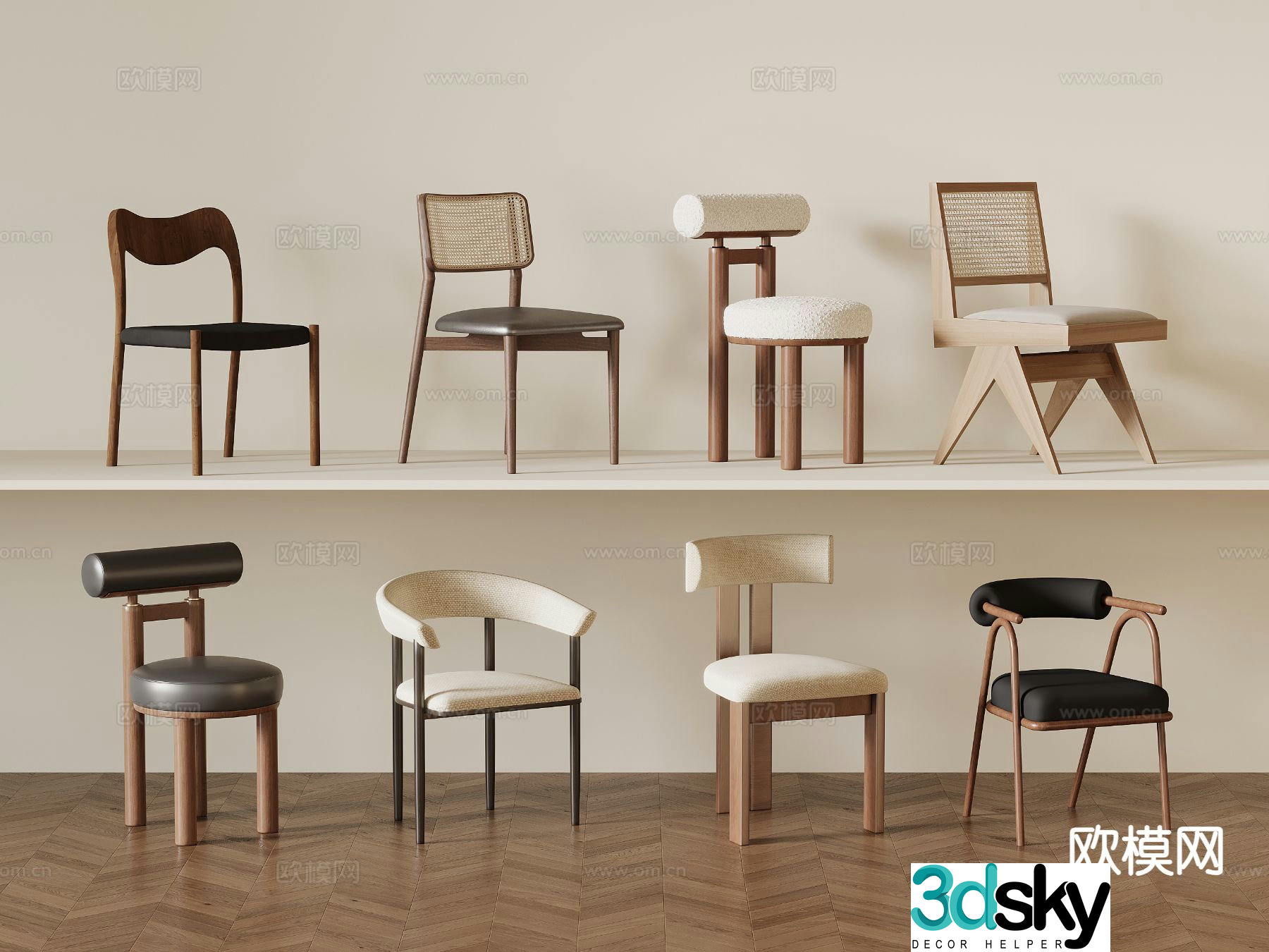 Medieval style single chair dining chair 3d model