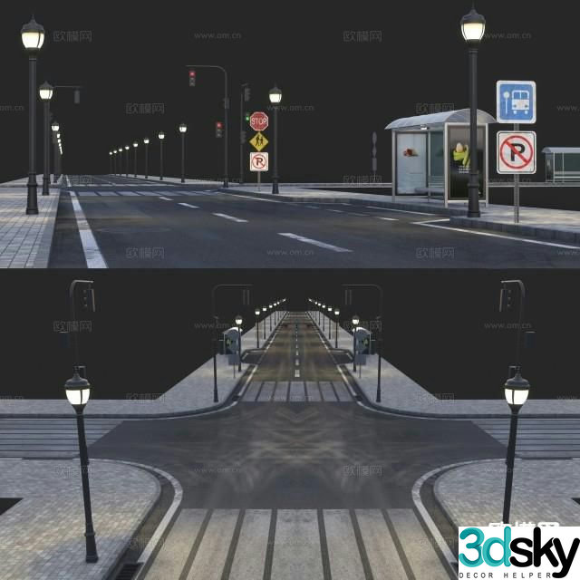 Modern road car road crossroads d model