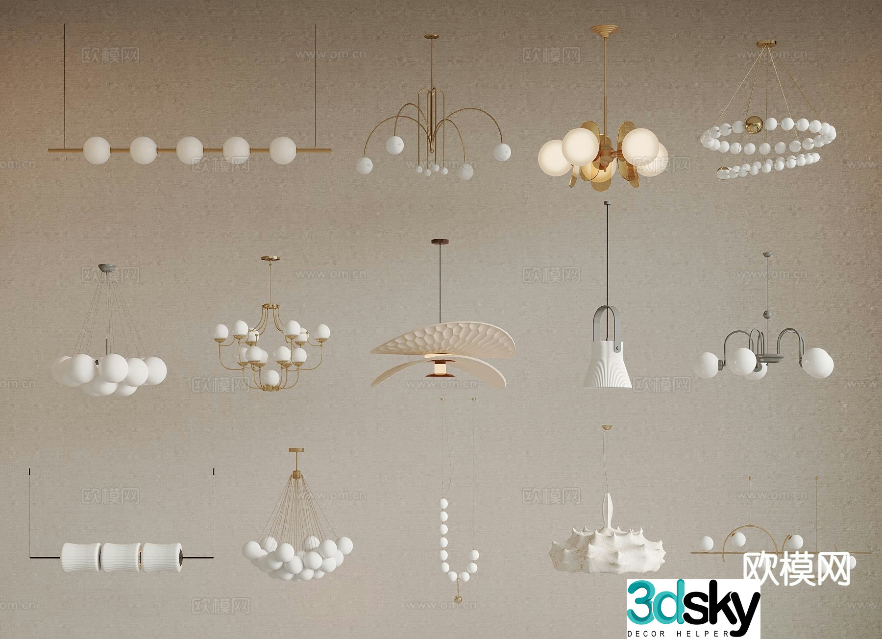 Cream style chandelier hall chandelier small chandelier 3d model
