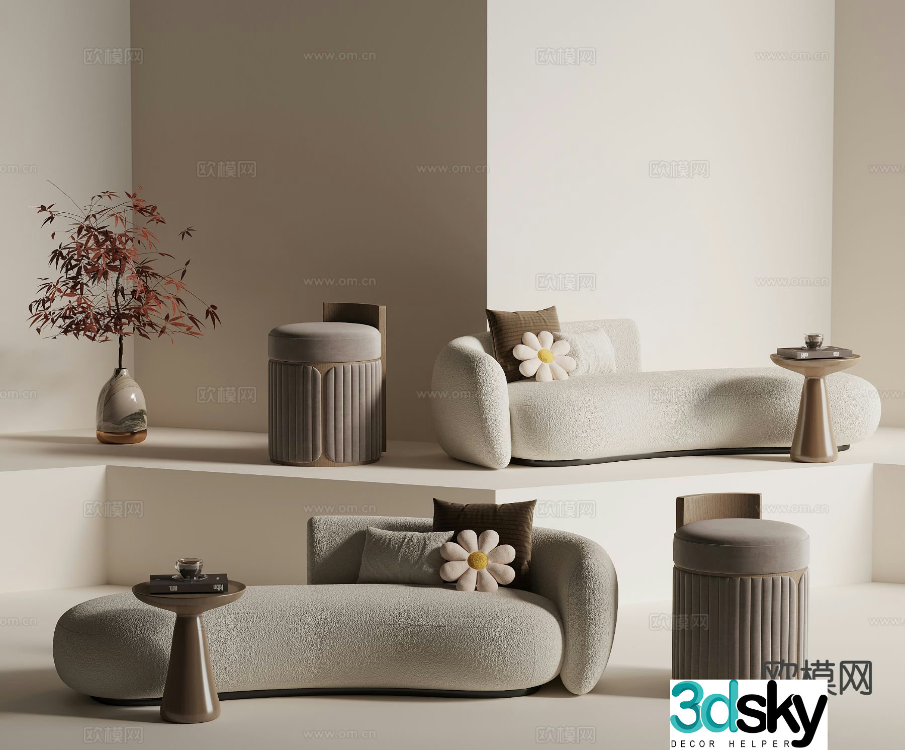 Wabi-sabi chaise longue beauty 3d model