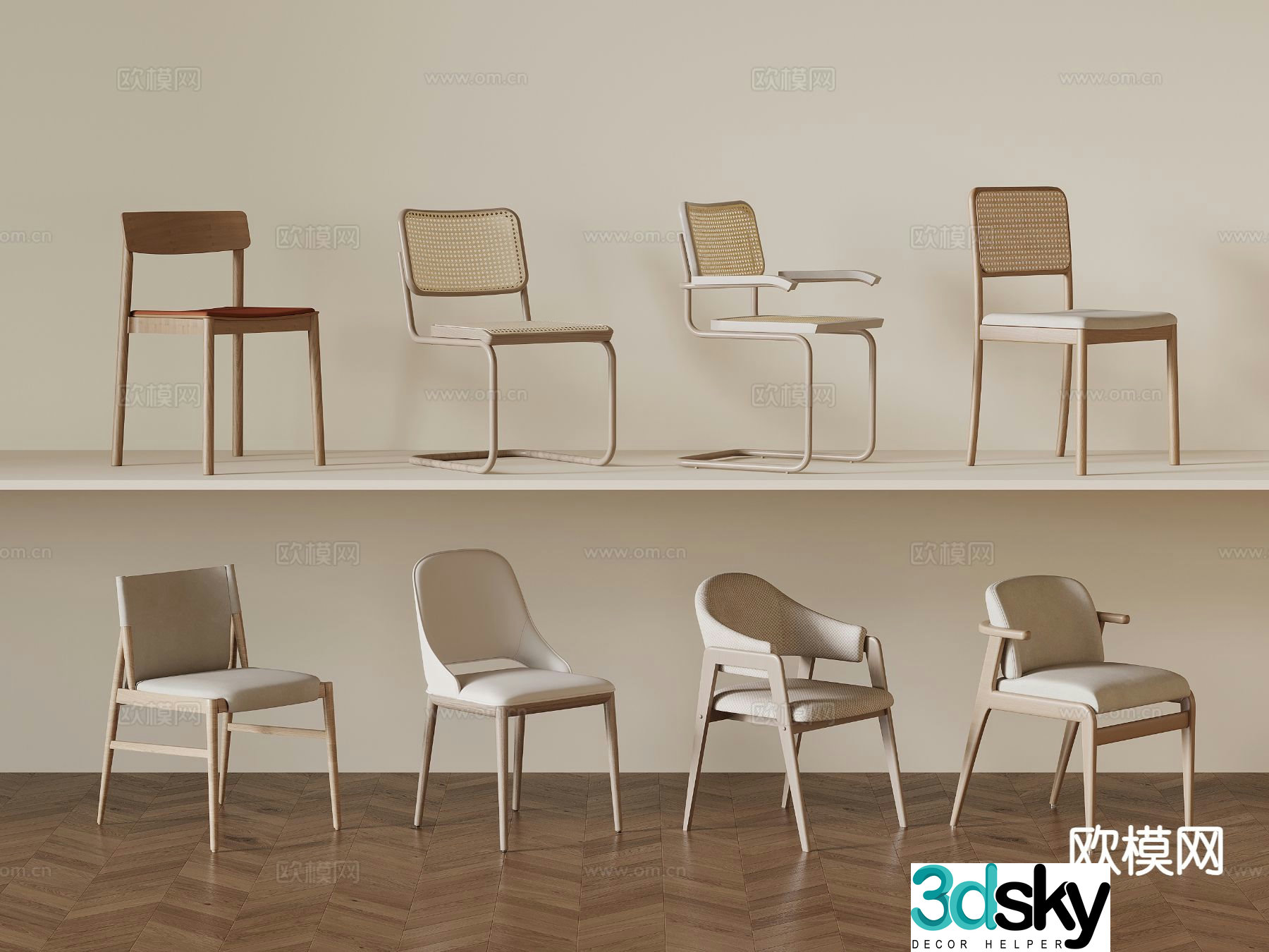 Medieval style chair dining chair 3d model