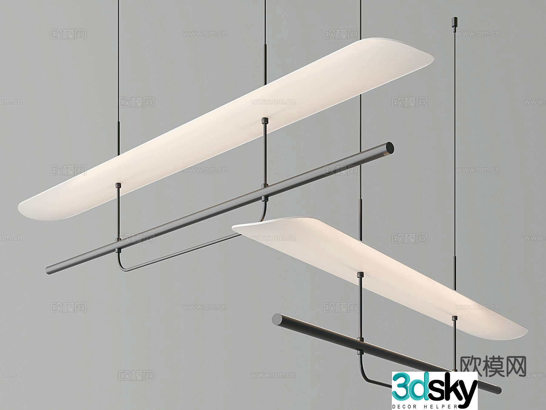 Long strip chandelier 3d model