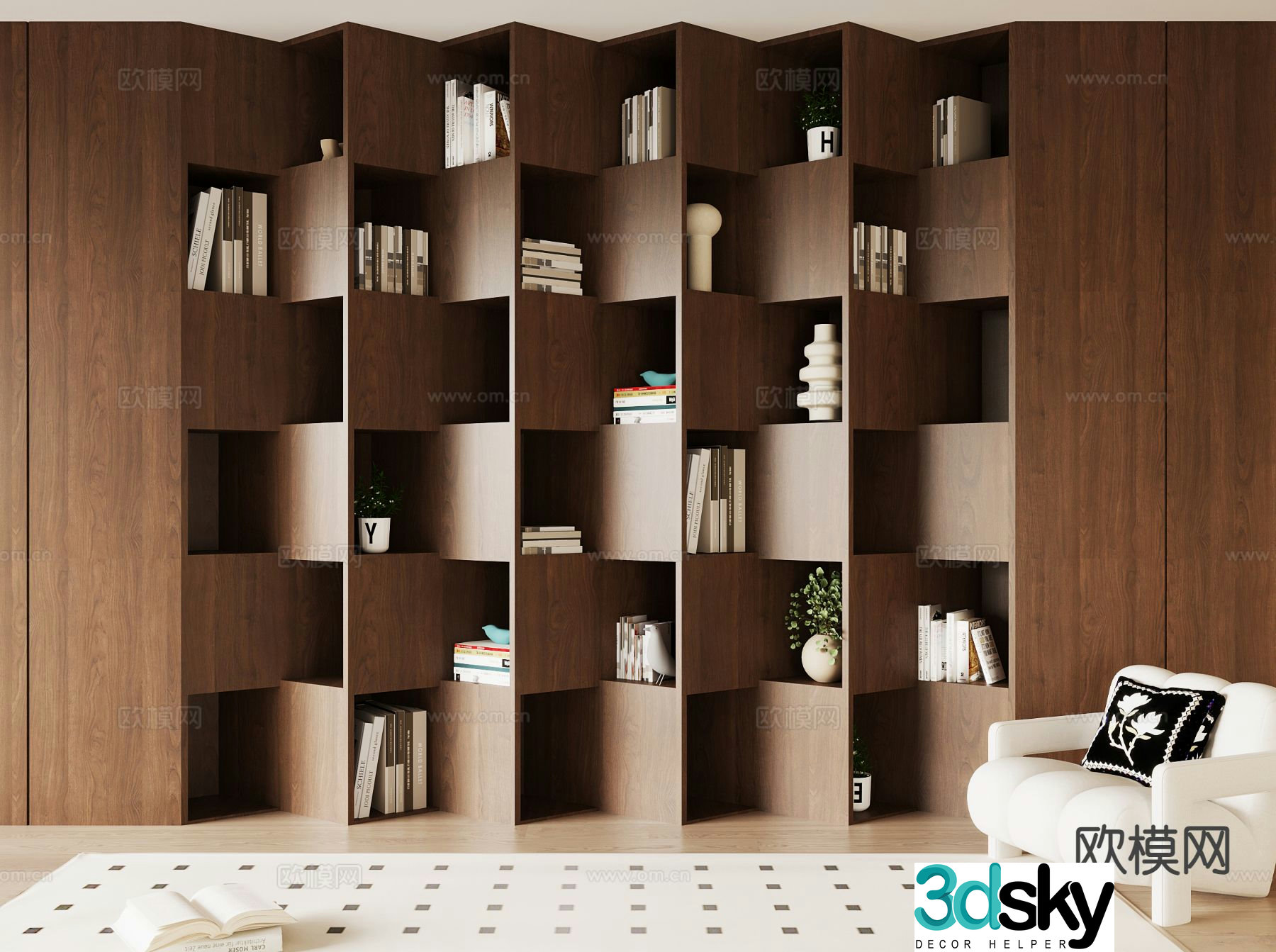 Middle-aged bookcase 3D model bookcase 3D model