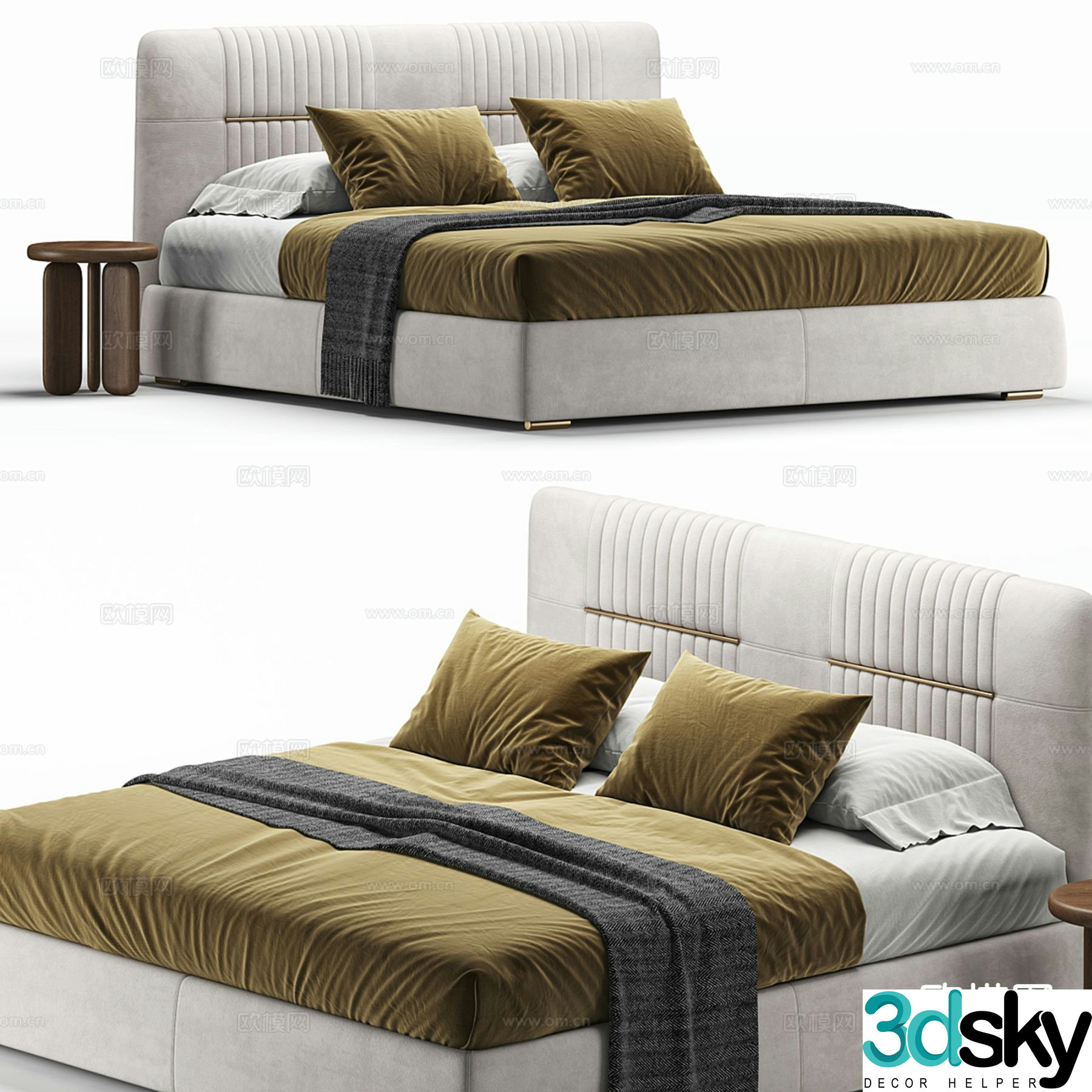 Modern double bed 3d model