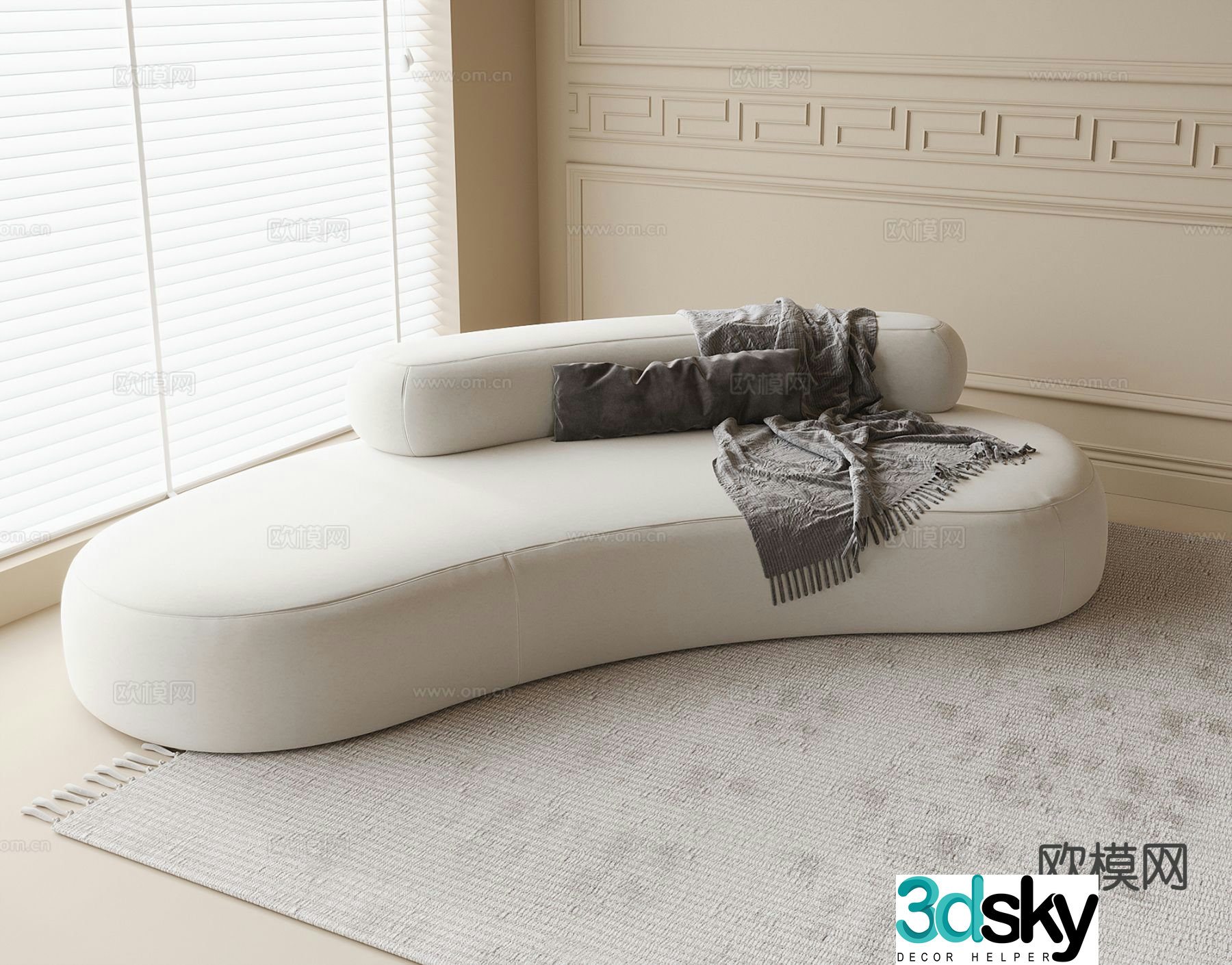 Modern curved sofa fabric sofa 3d model