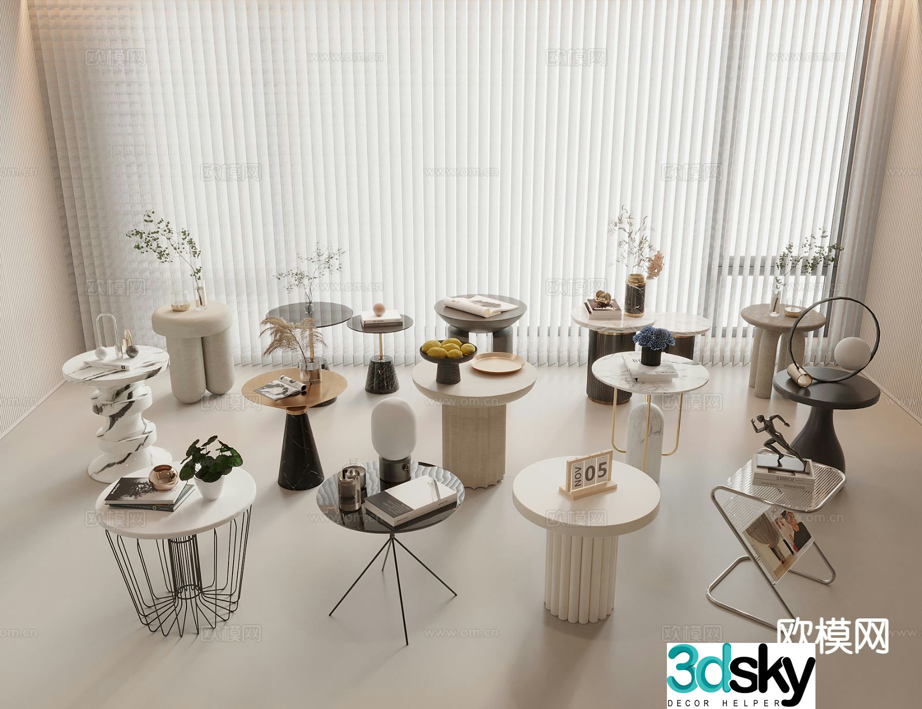 Modern side table corner table round table 3D model