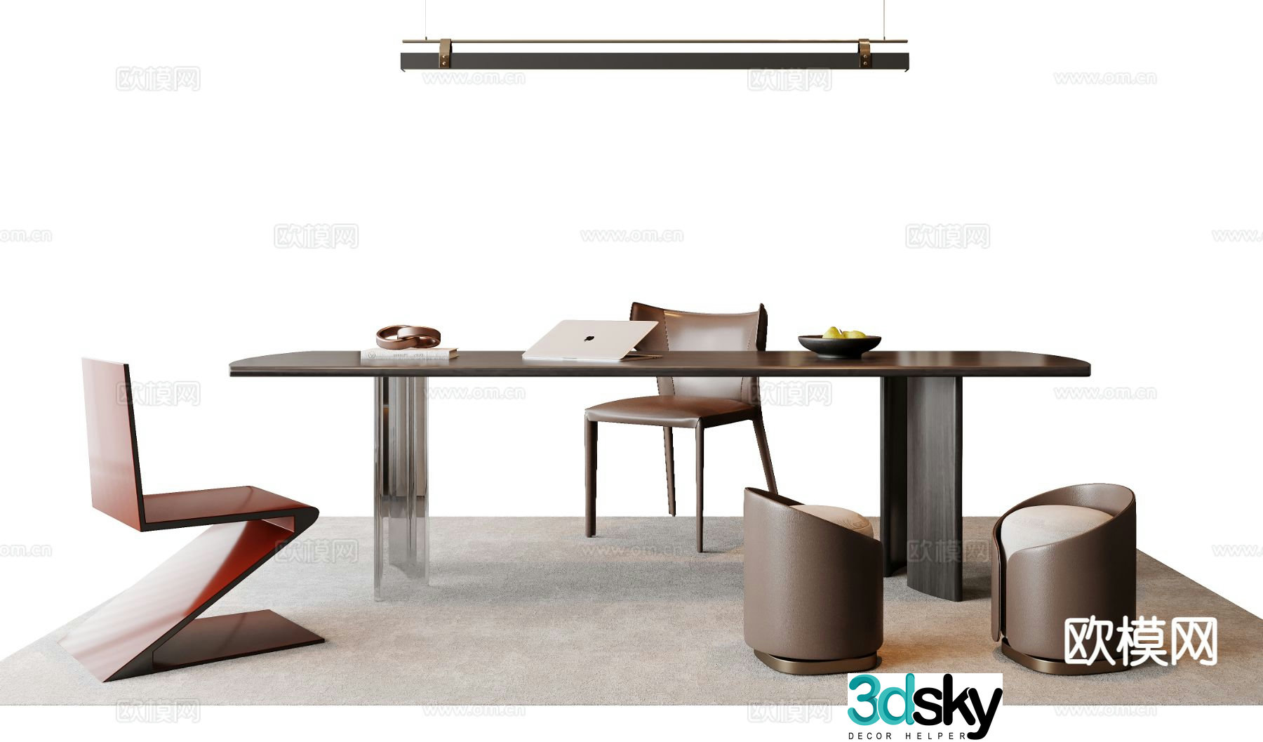 Italian desk and chair 3d model