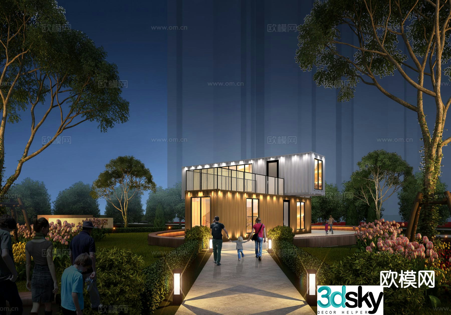 Park pavilion landscape 3d model