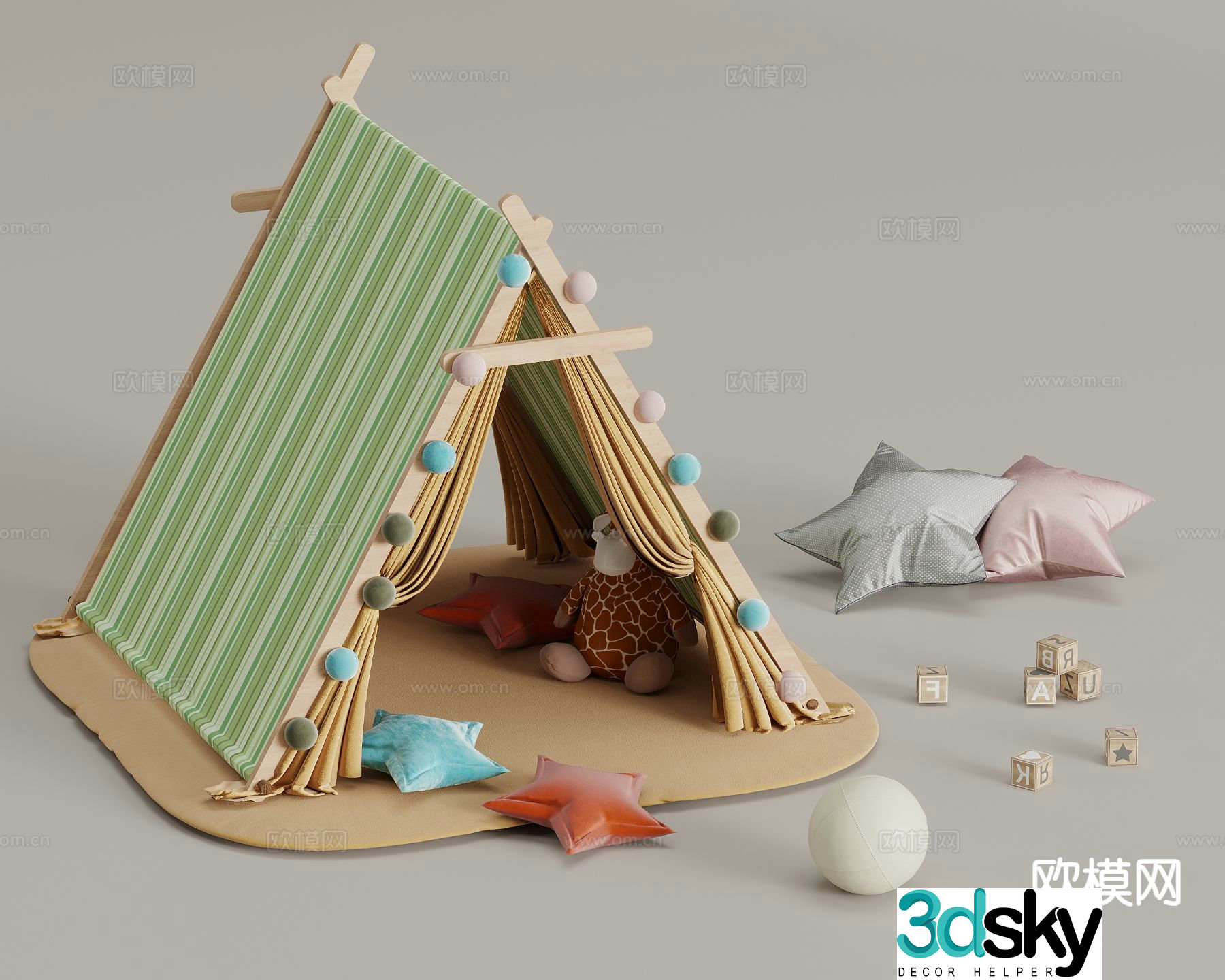 Children’s tent toys pillow 3d model