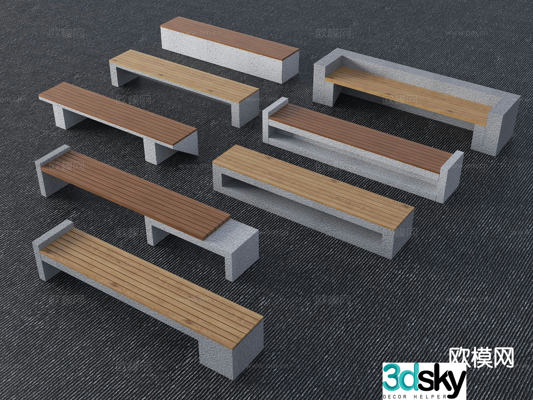 Modern outdoor chair park chair landscape seat 3d model