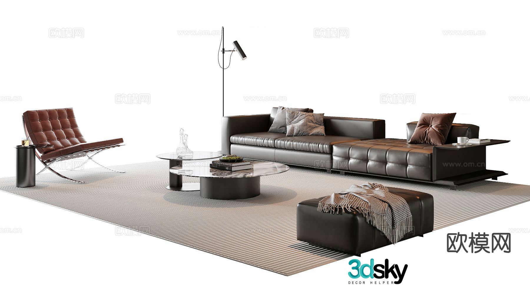 Italian sofa modular sofa 3d model