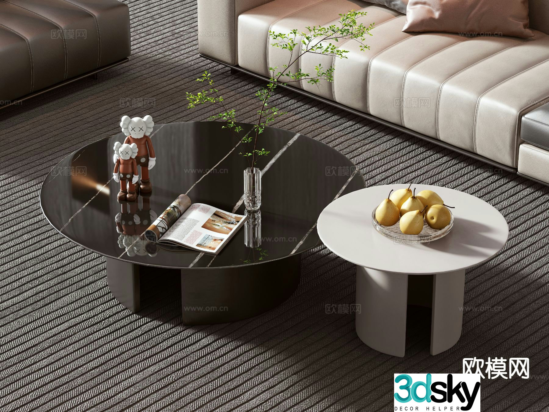 Modern coffee table mother-in-law coffee table 3d model