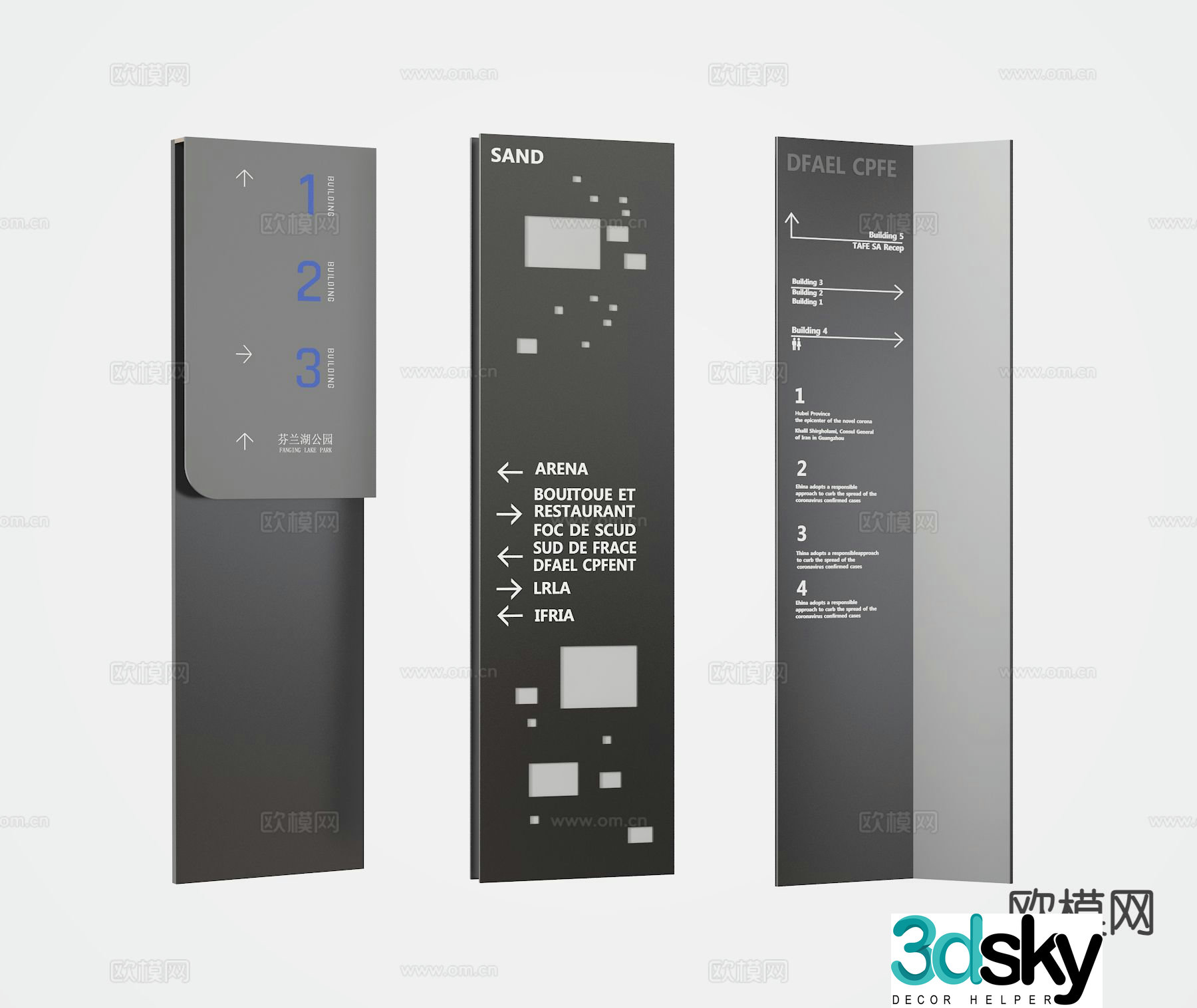 Modern signage guide sign floor sign 3d model
