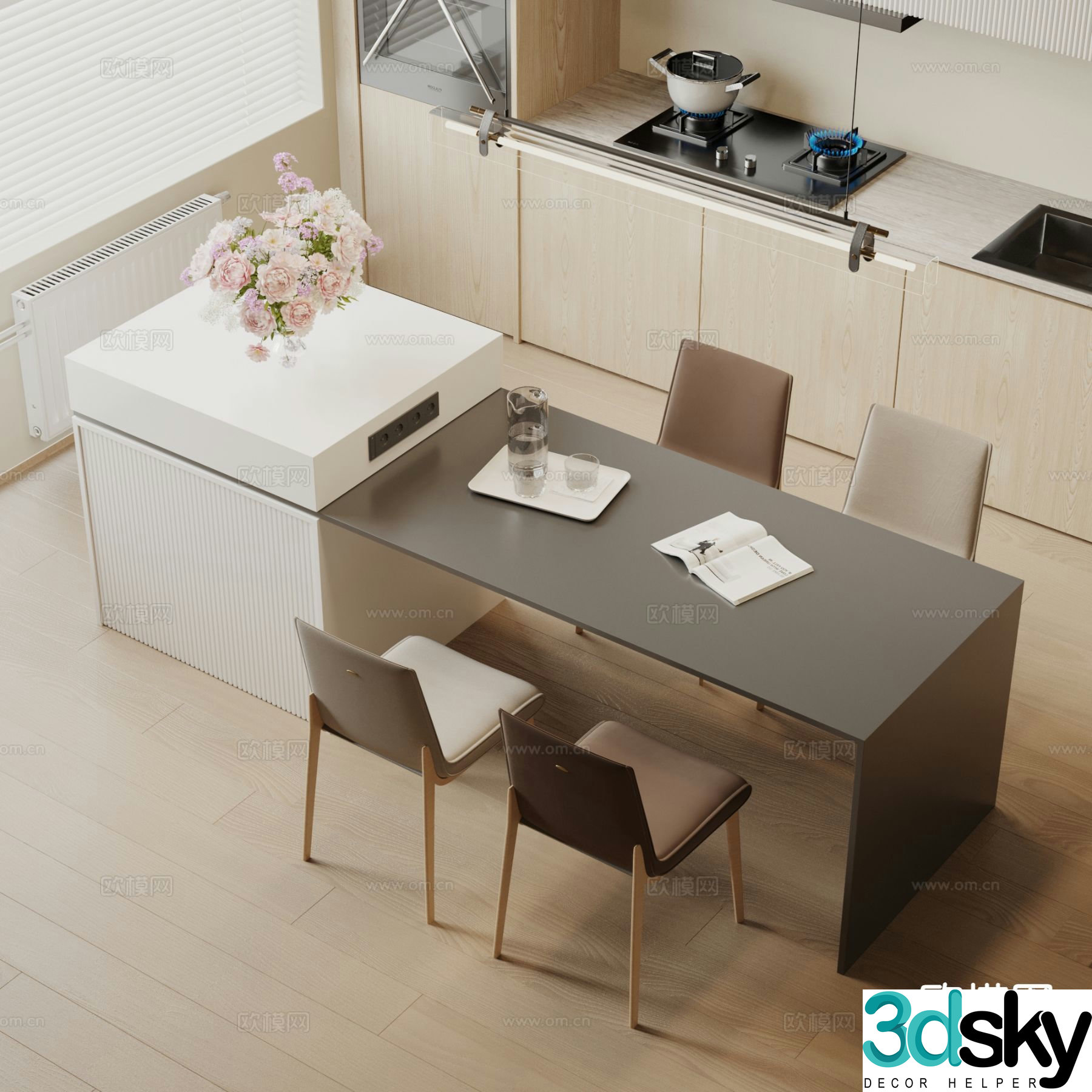 Modern island dining chair 3d model