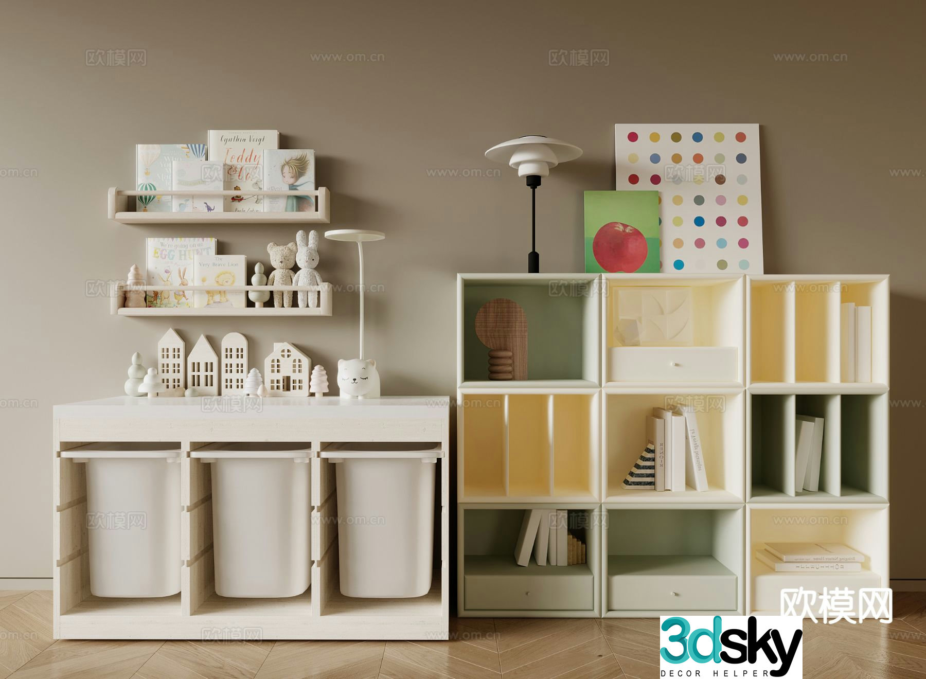 Memphis children’s cabinet toy cabinet locker 3d model