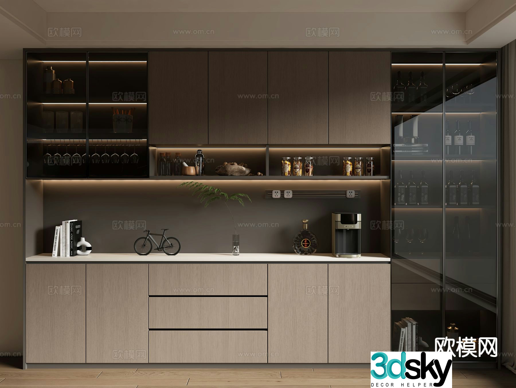 Italian wine cabinet sideboard 3d model