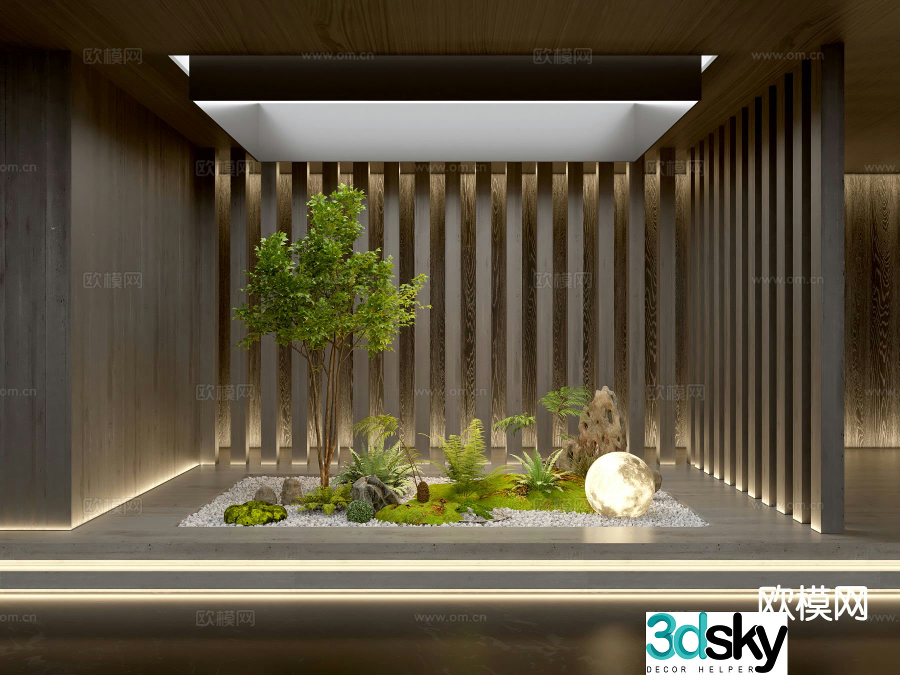 Modern indoor landscape plant landscaping 3d model