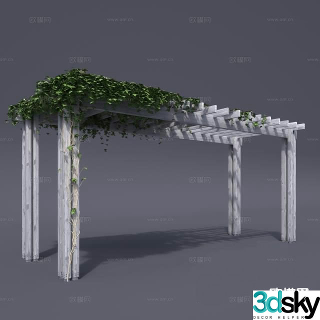 Modern corridor climbing vine 3D model