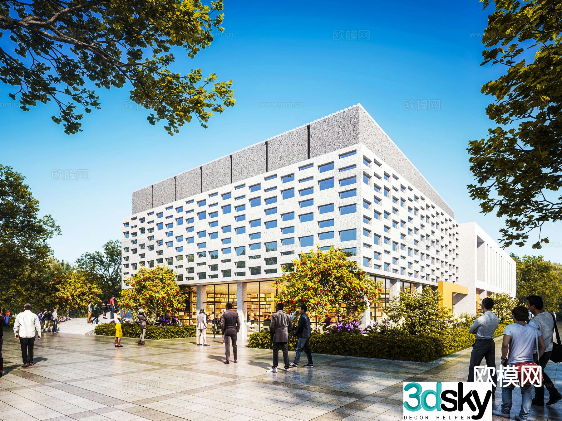 Modern library exterior 3d model