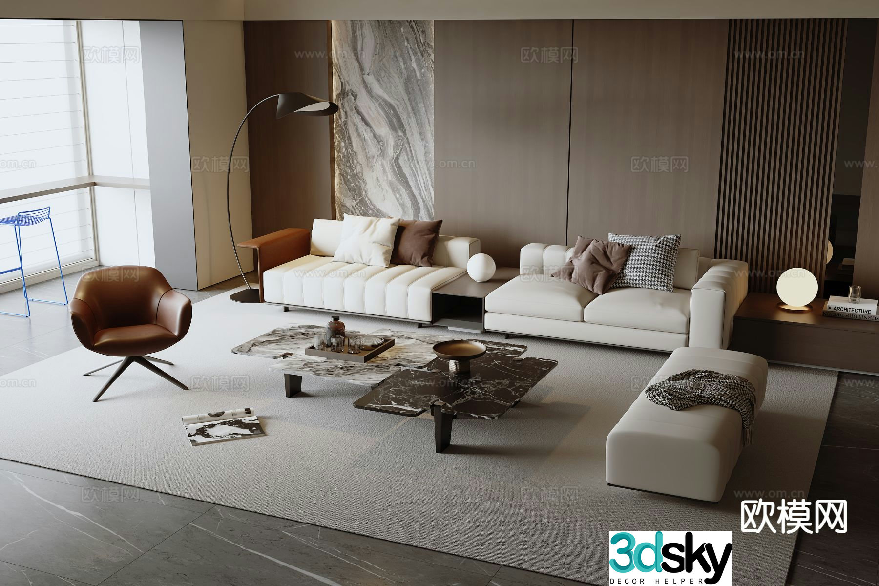 Italian sofa modular sofa 3d model