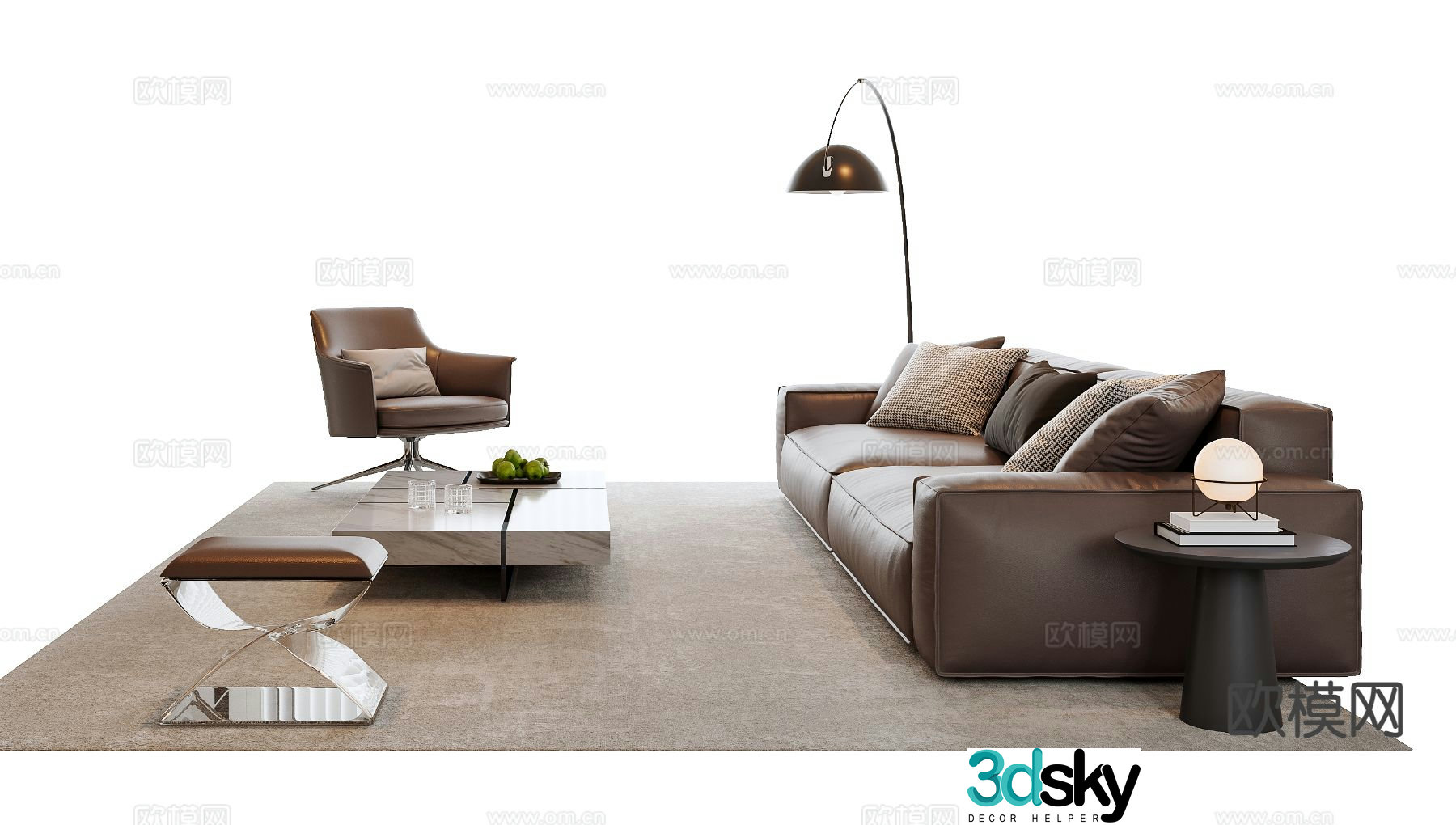 Italian sofa modular sofa 3d model
