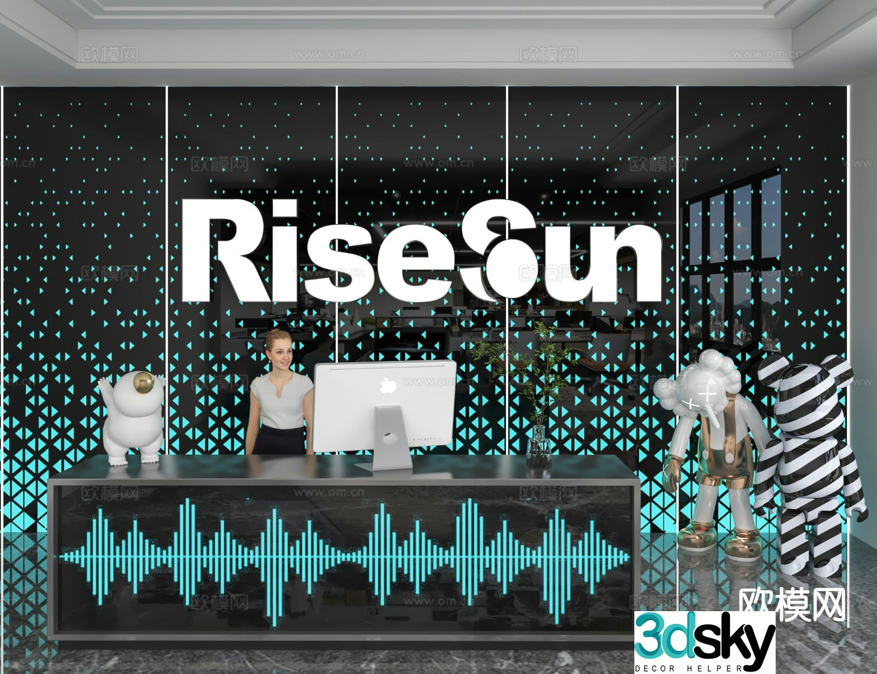 Modern front desk service desk reception desk 3d model
