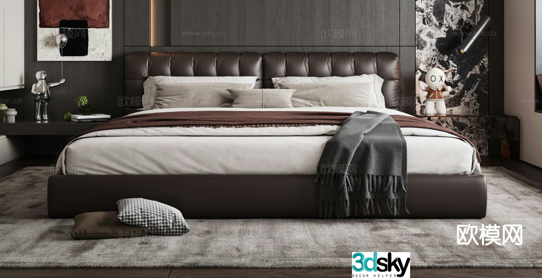 Italian double bed 3d model