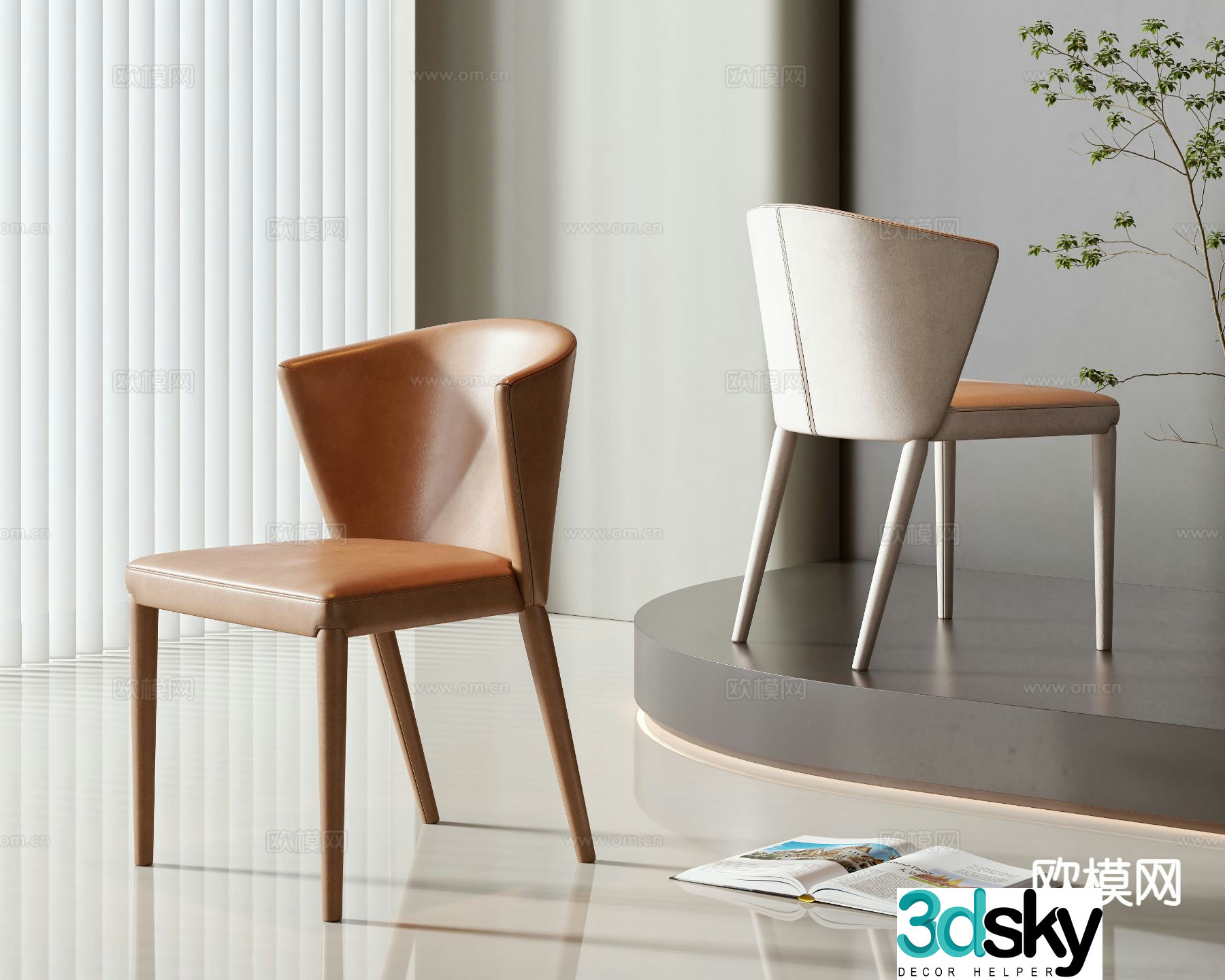 Modern single chair dining chair chair 3d model