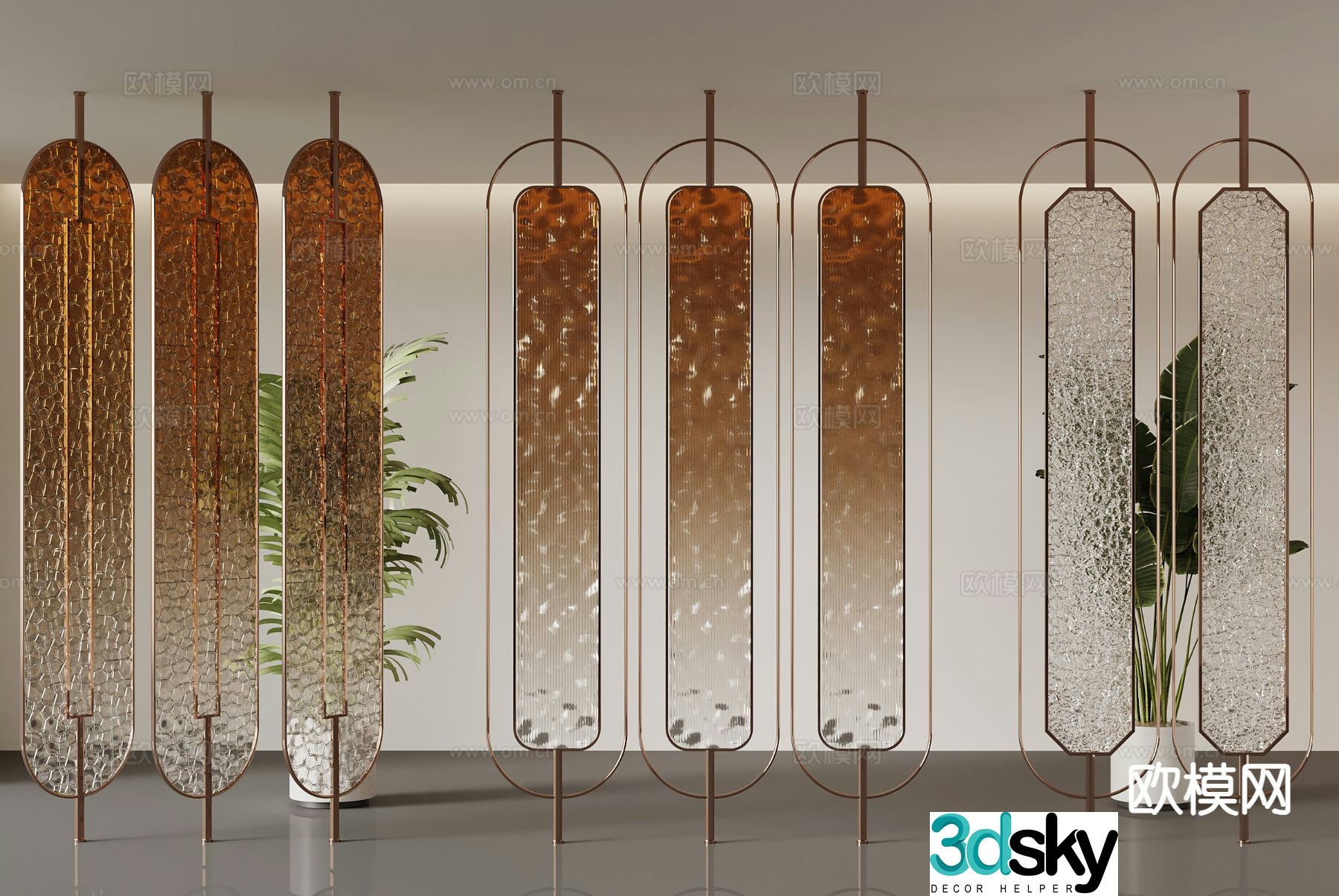 Modern glass partition 3d model