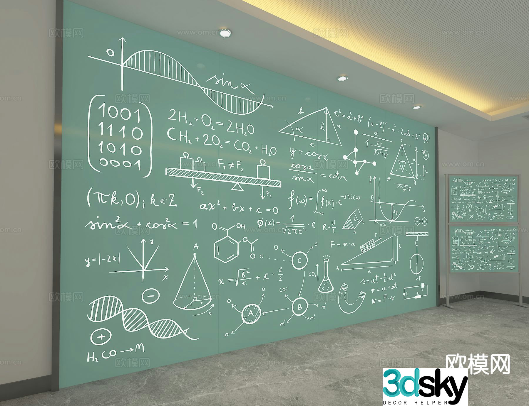 modern writing board blackboard chalk drawing 3d model
