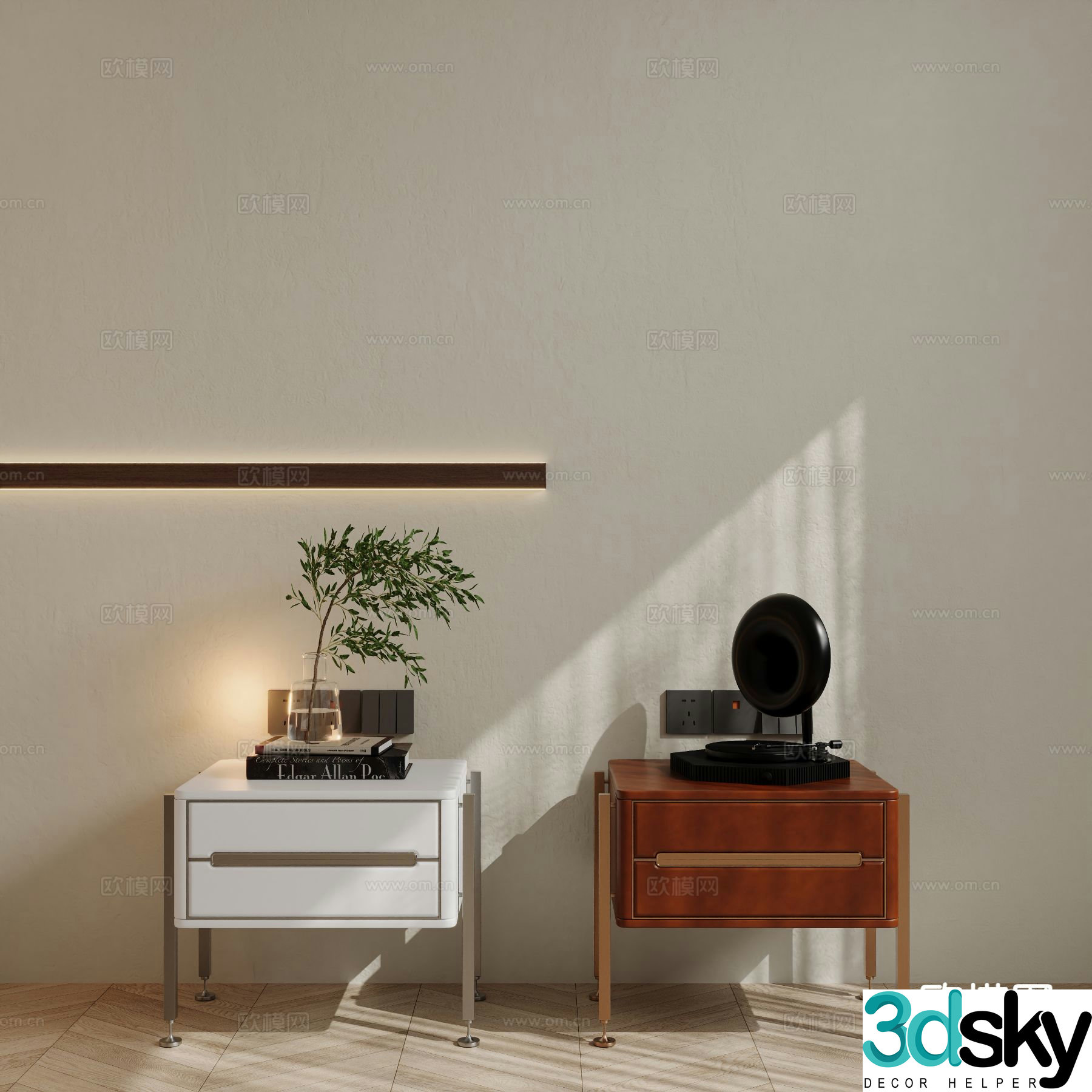 Modern bedside table 3d model