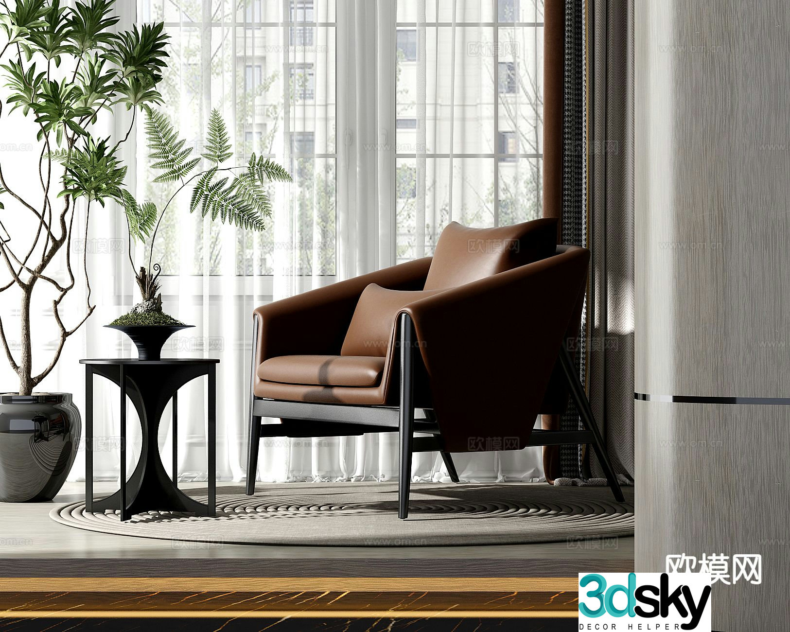 Italian style chair leisure chair 3d model