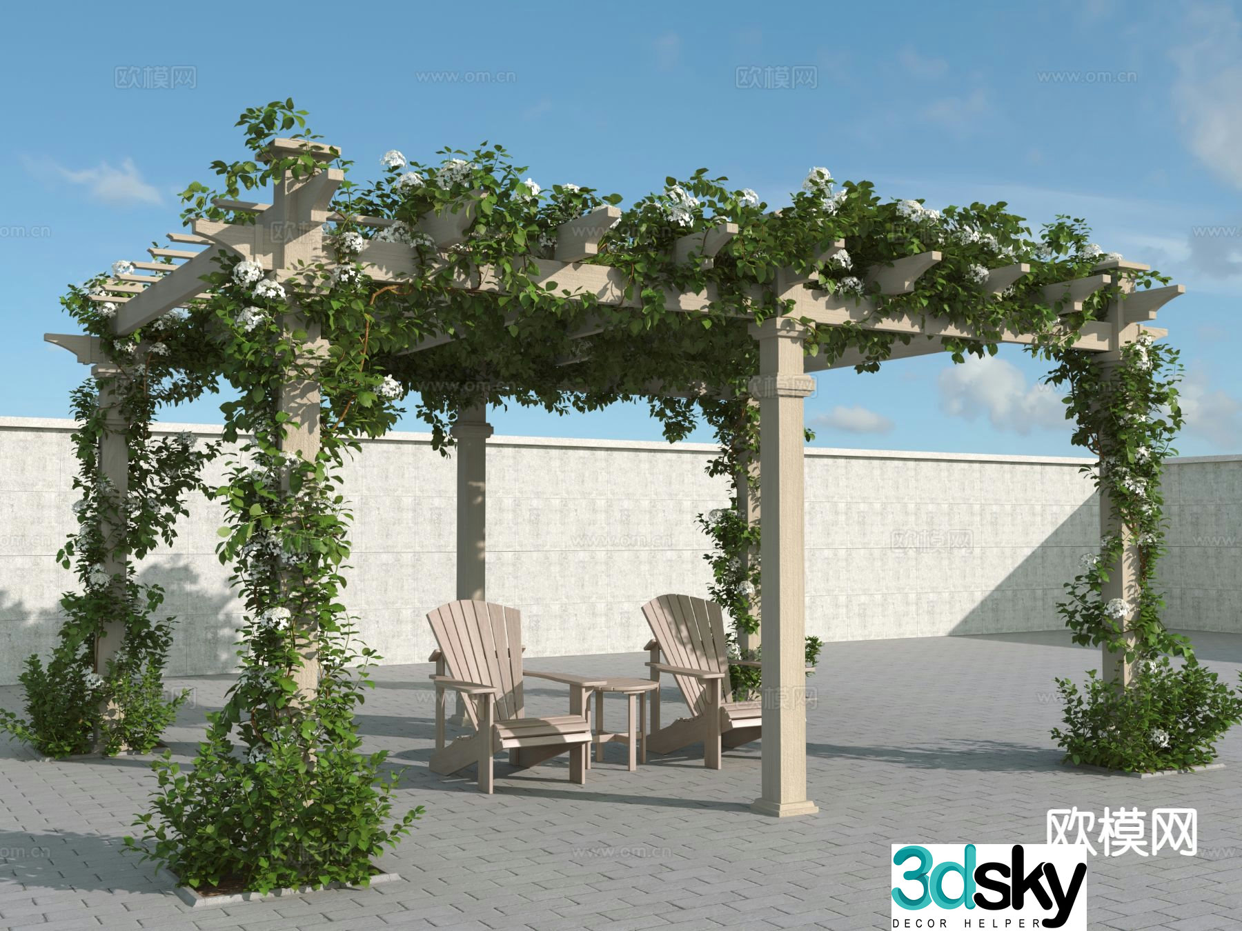 Modern trellis pavilion 3D model