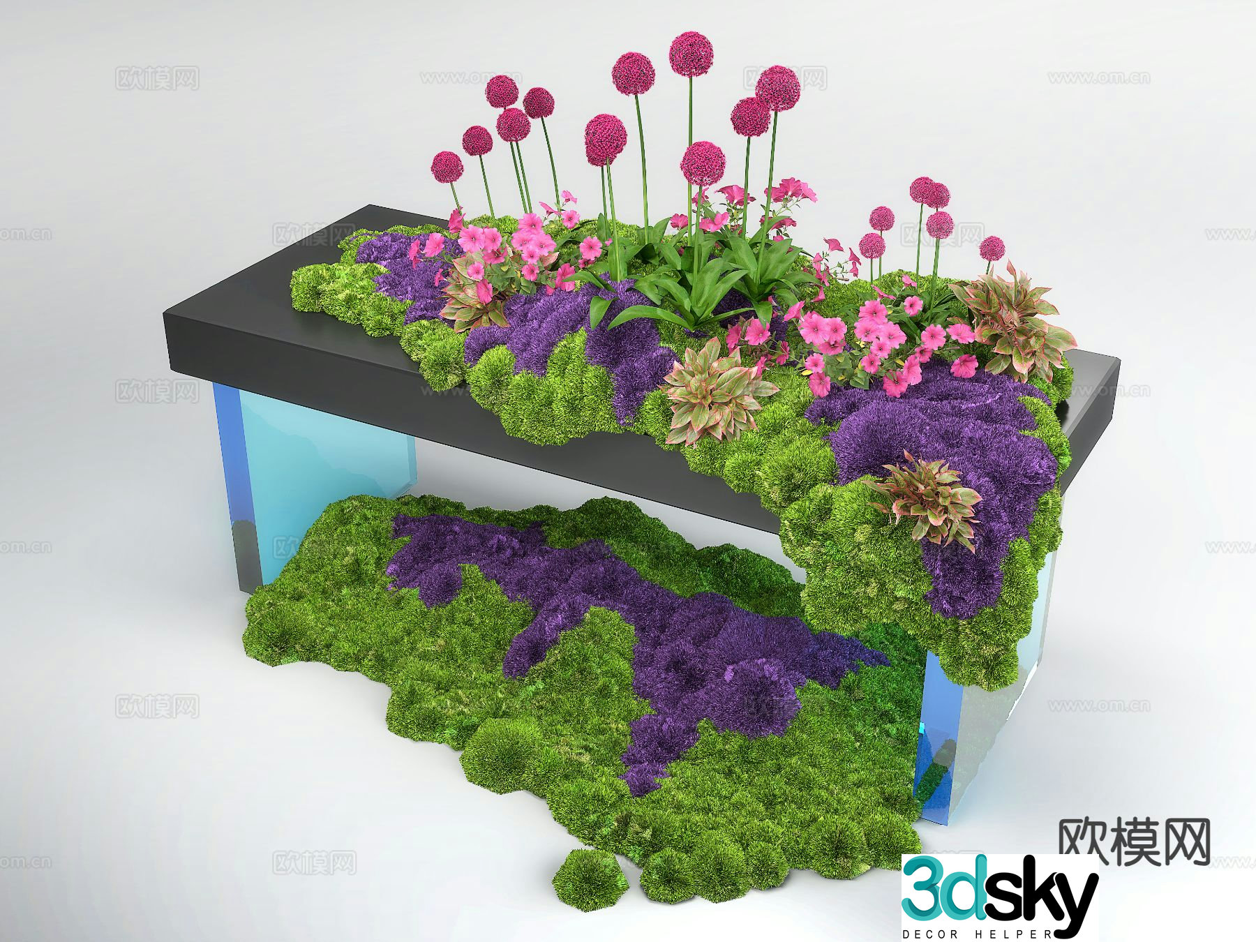 Bryophyte installation green plant landscaping 3D model